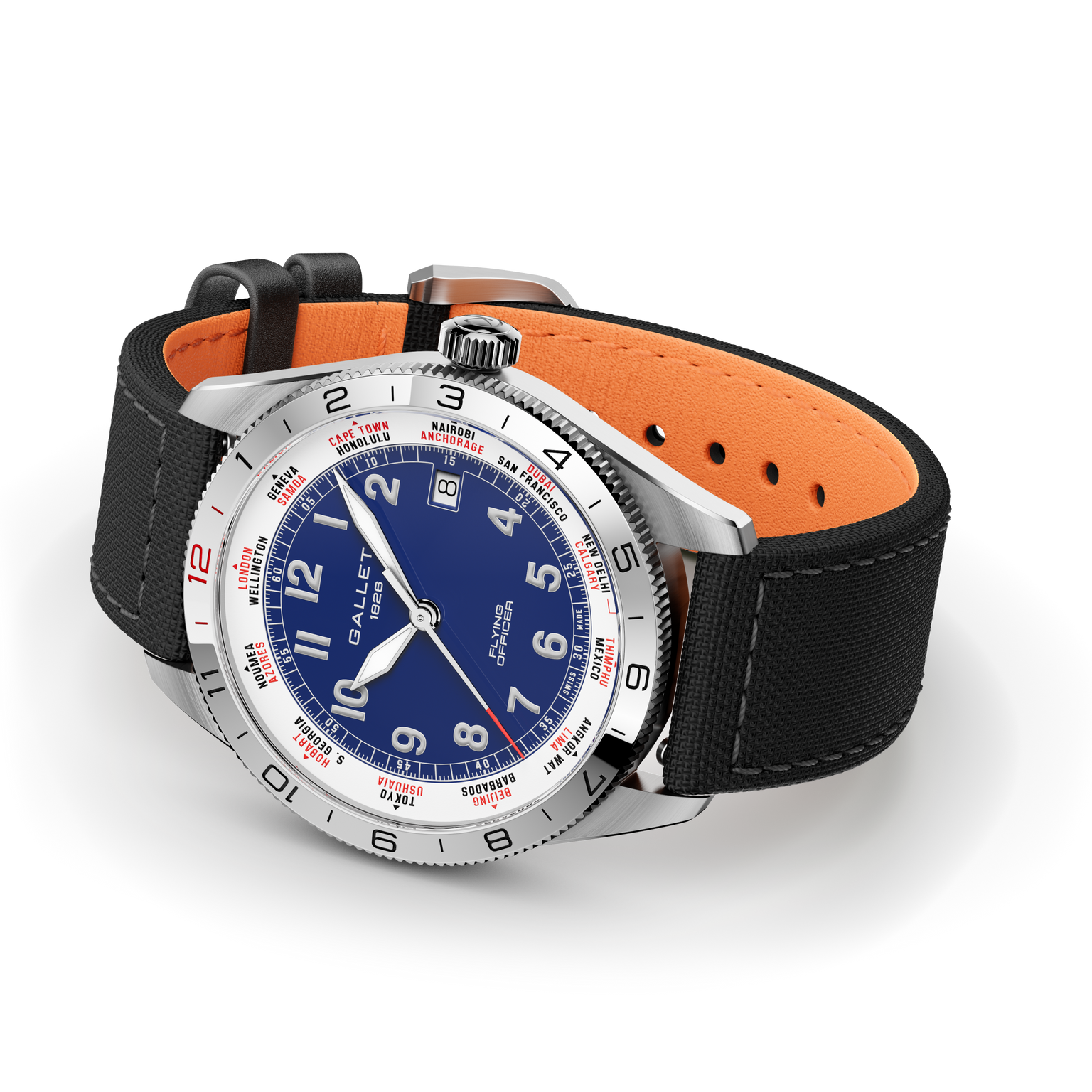 Flying Officer | 40mm, Steel Case, Black Fabric Strap