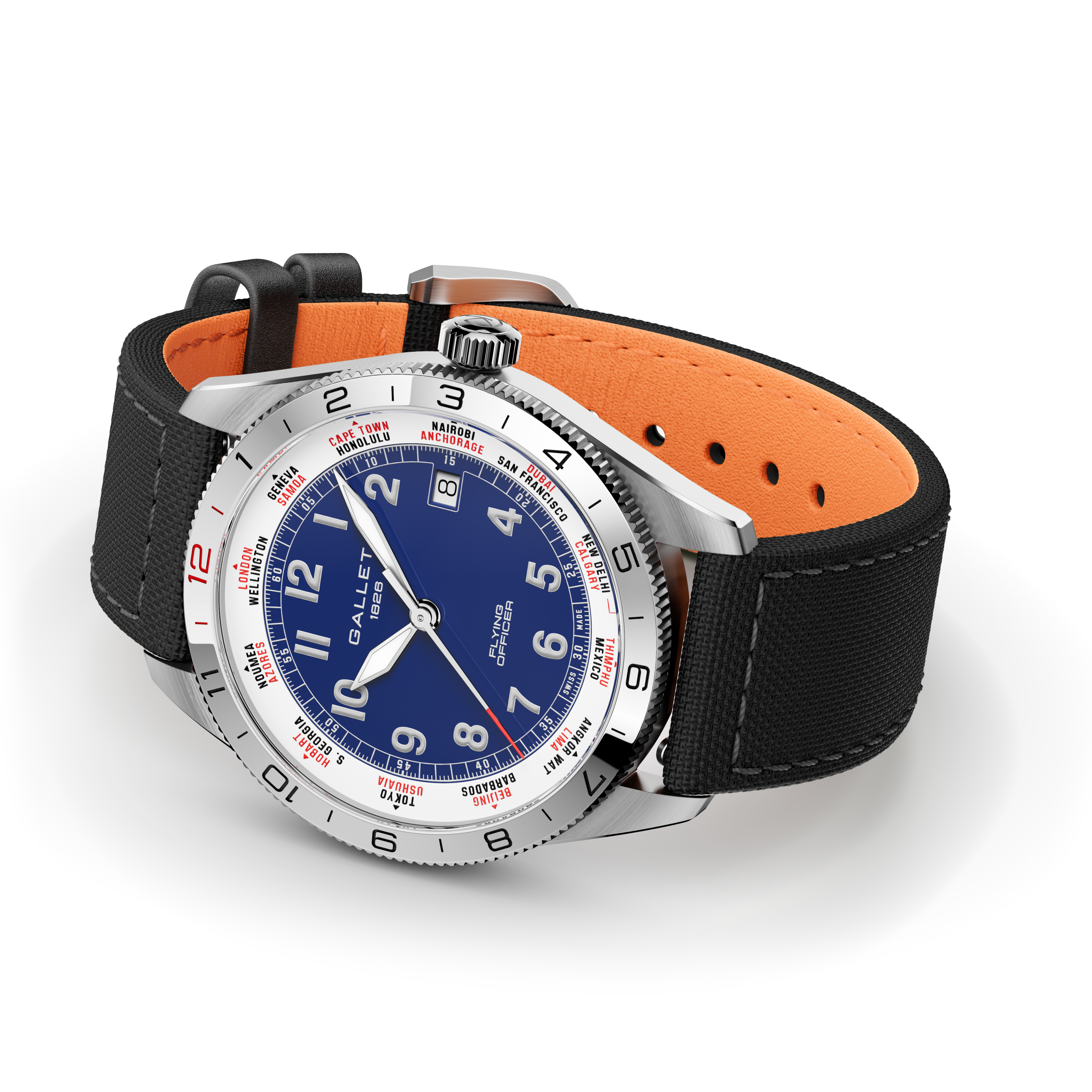 Flying Officer | 40mm, Steel Case, Black Fabric Strap