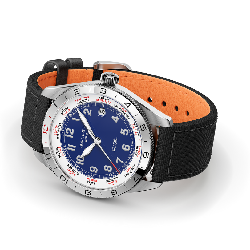 Flying Officer | 40mm, Steel Case, Black Fabric Strap