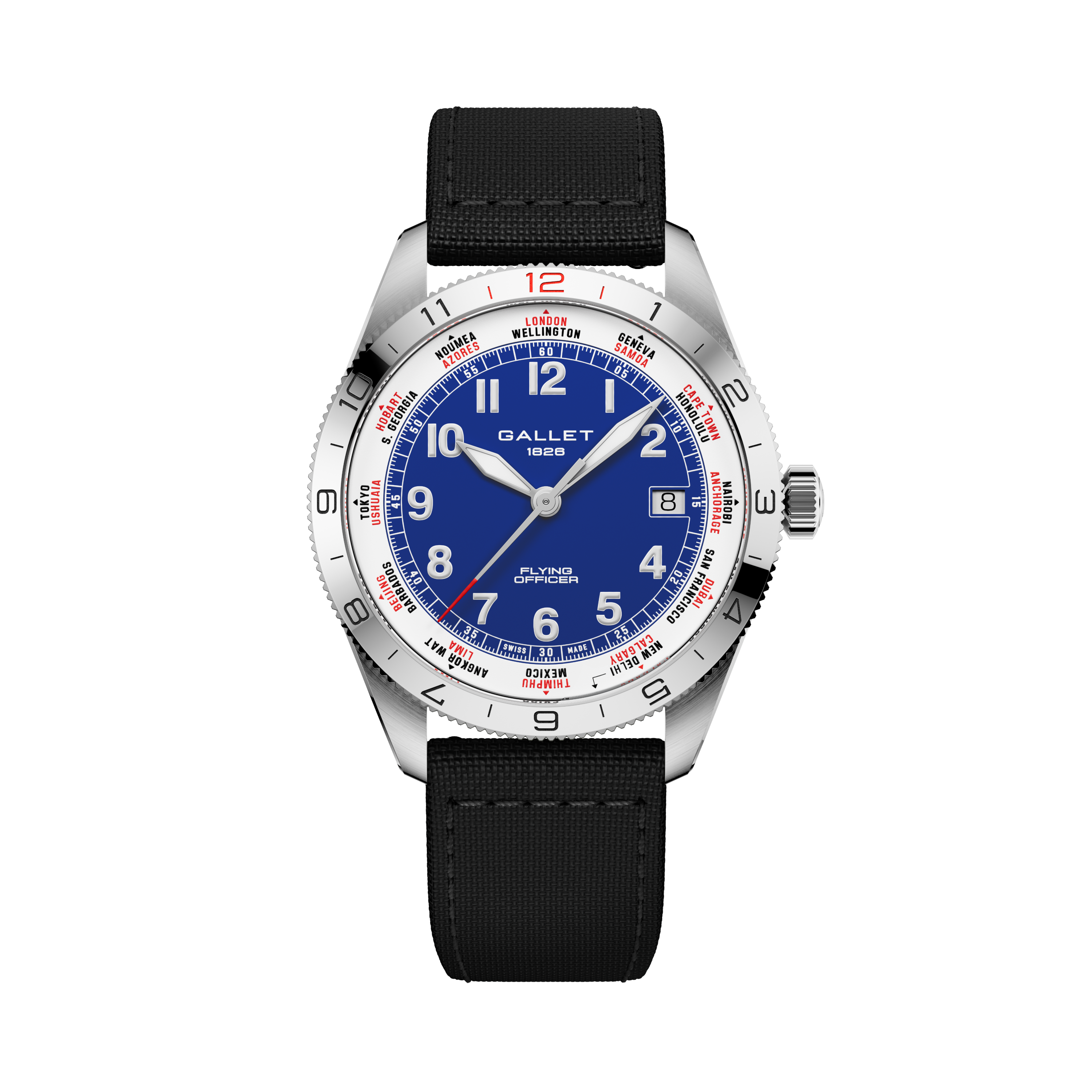 Flying Officer | 40mm, Steel Case, Black Fabric Strap