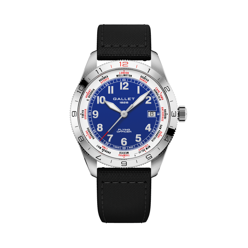 Flying Officer | 40mm, Steel Case, Black Fabric Strap