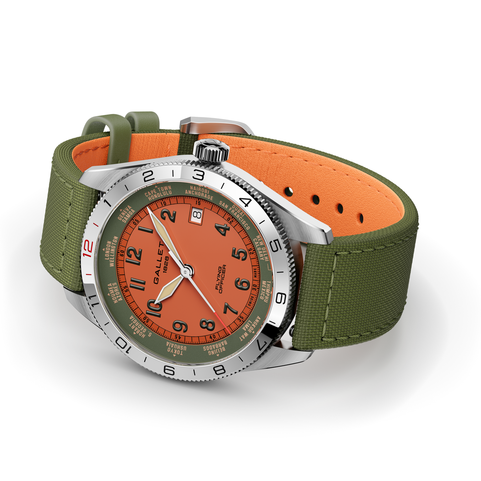 Flying Officer | 40mm, Steel Case, Green Fabric Strap