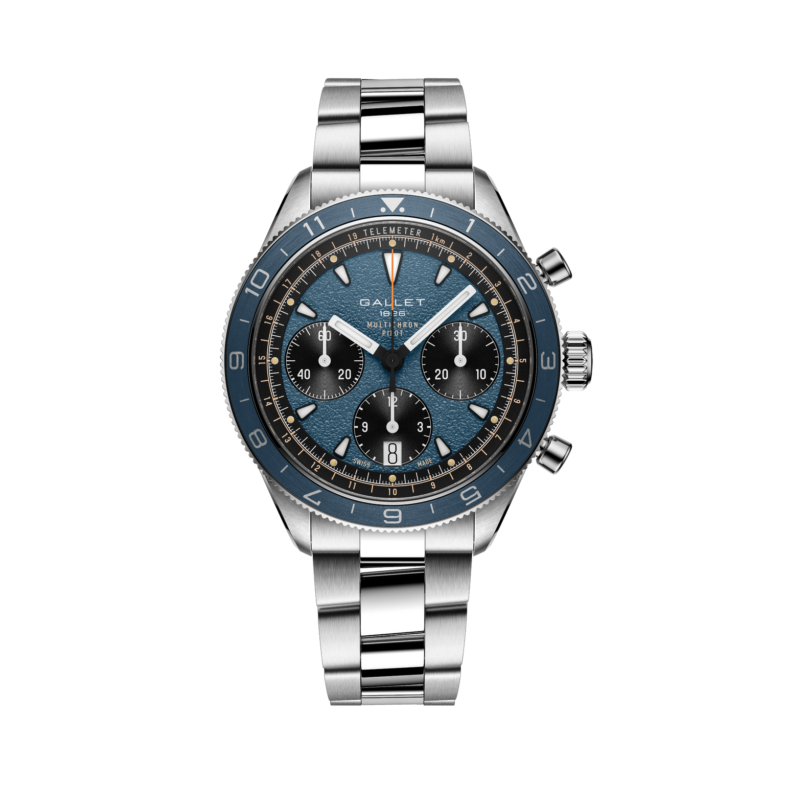 Multichron Pilot | 42mm, Steel Case, Steel Strap