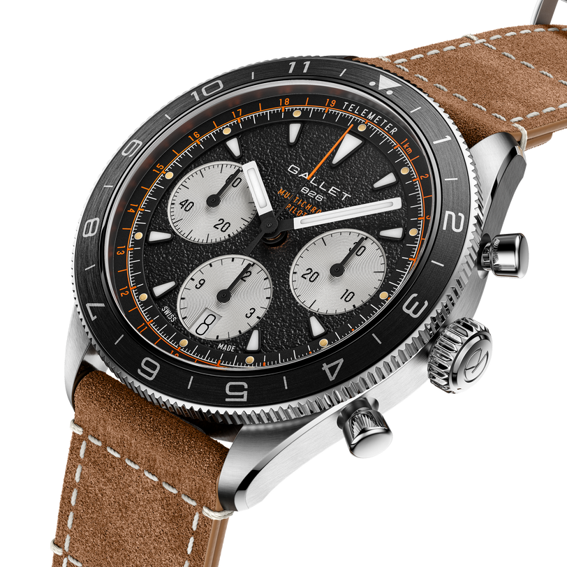 Multichron Pilot | 42mm, Steel Case, Brown Leather Field Strap