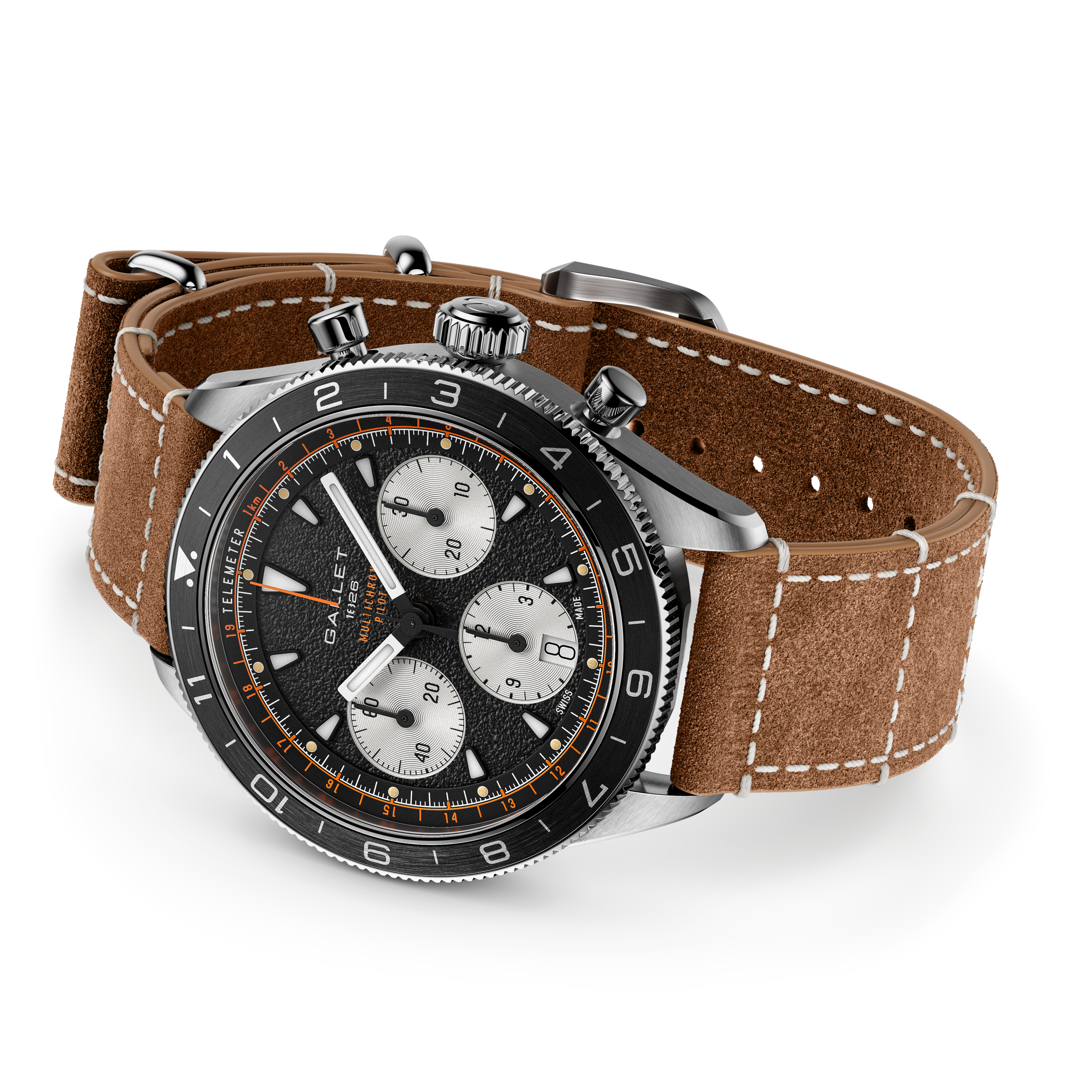 Multichron Pilot | 42mm, Steel Case, Brown Leather Field Strap