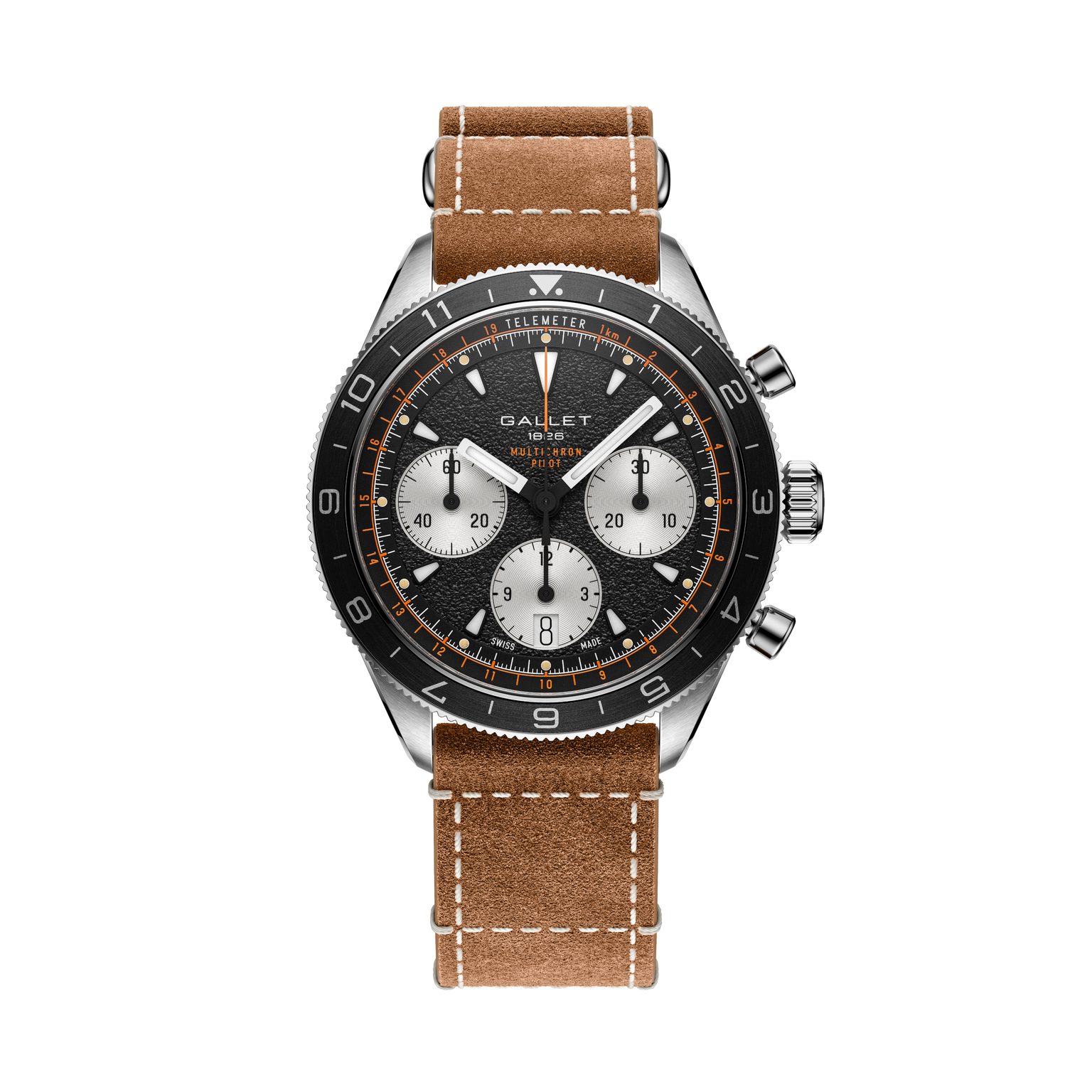 Multichron Pilot | 42mm, Steel Case, Brown Leather Field Strap