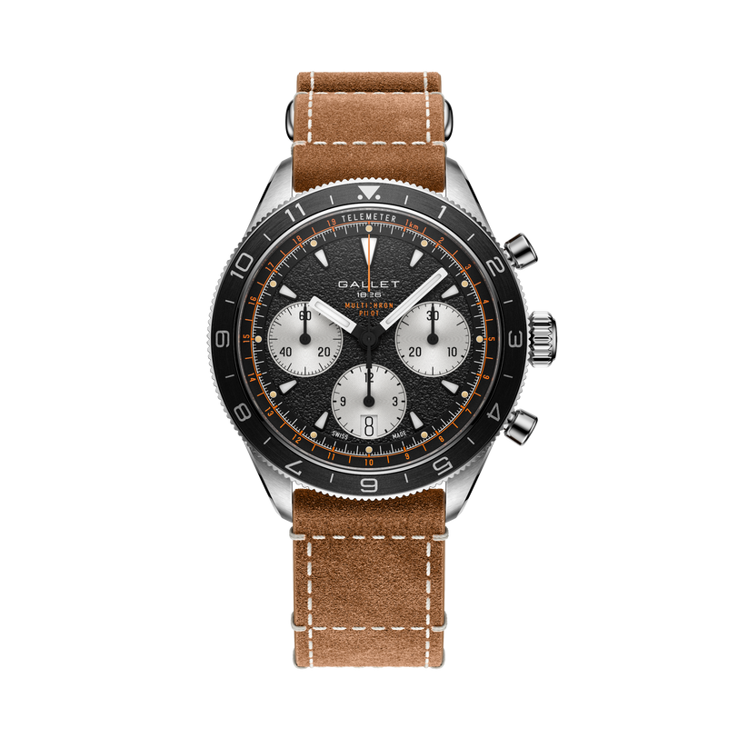 Multichron Pilot | 42mm, Steel Case, Brown Leather Field Strap