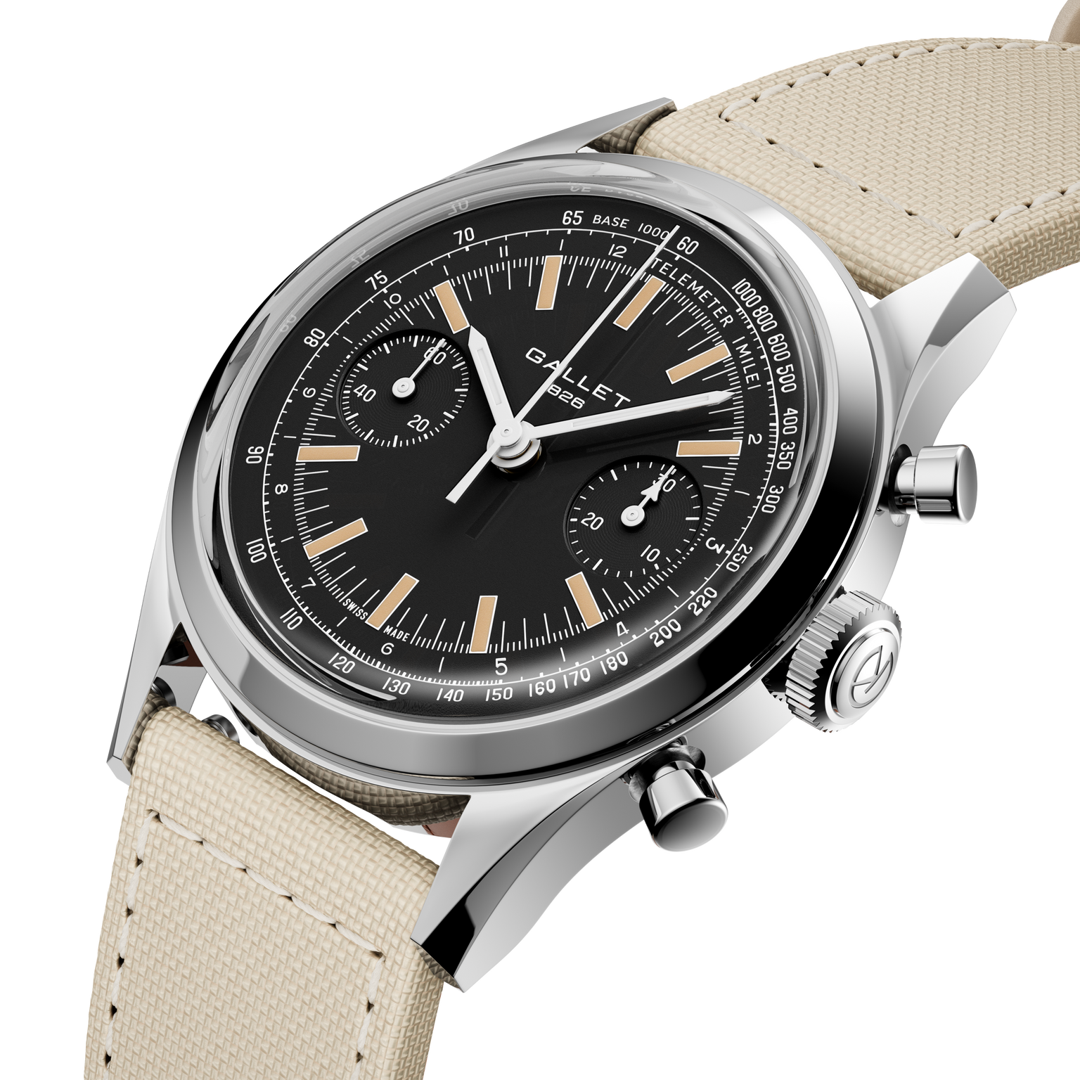 Tribute | 38mm, Steel Case, Beige Fabric Strap