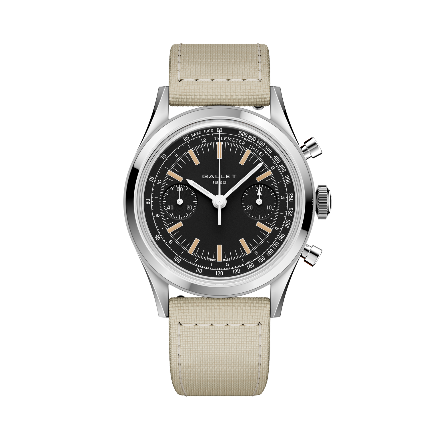 Tribute | 38mm, Steel Case, Beige Fabric Strap
