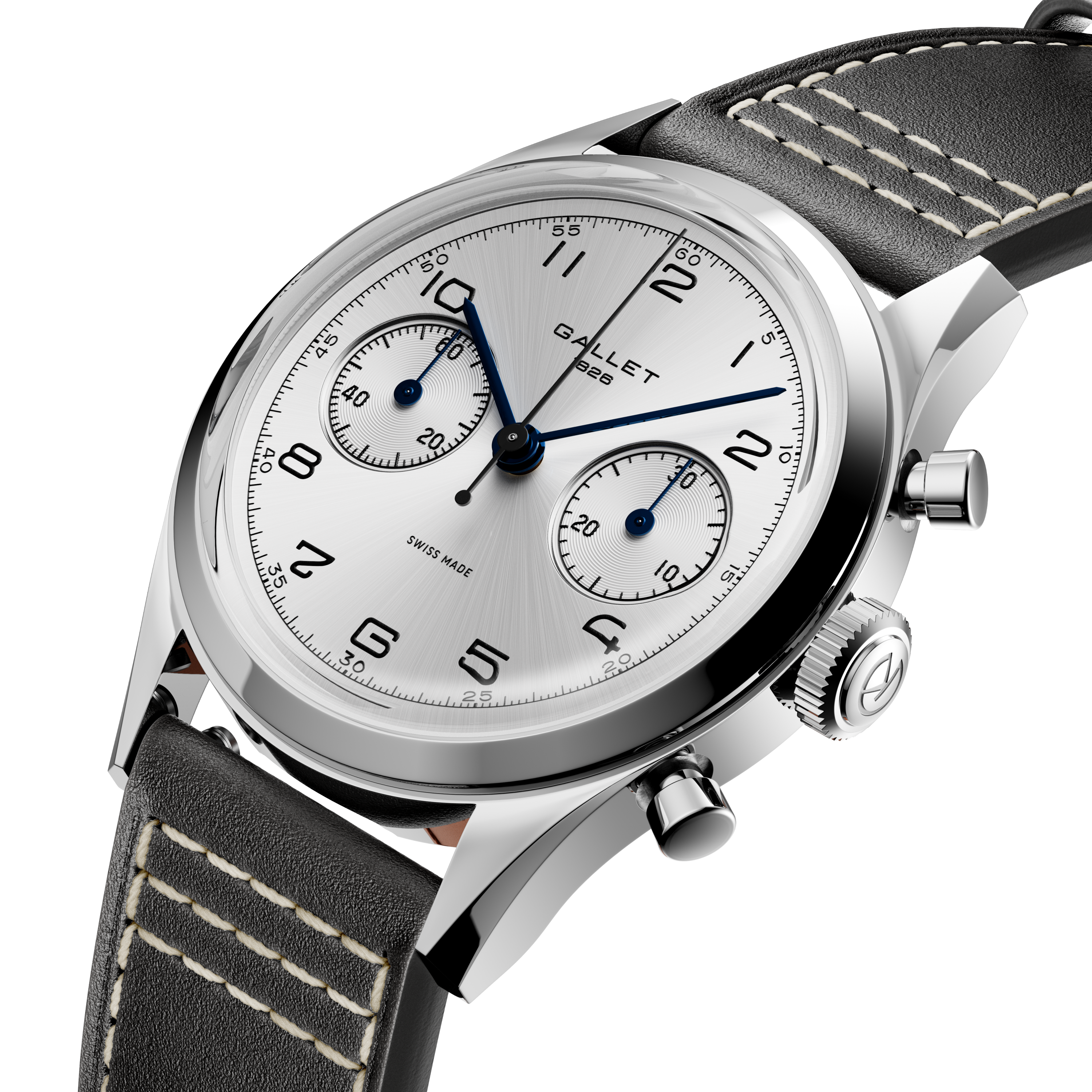 Tribute Silverlight | 38mm, Steel Case, Black Leather Strap