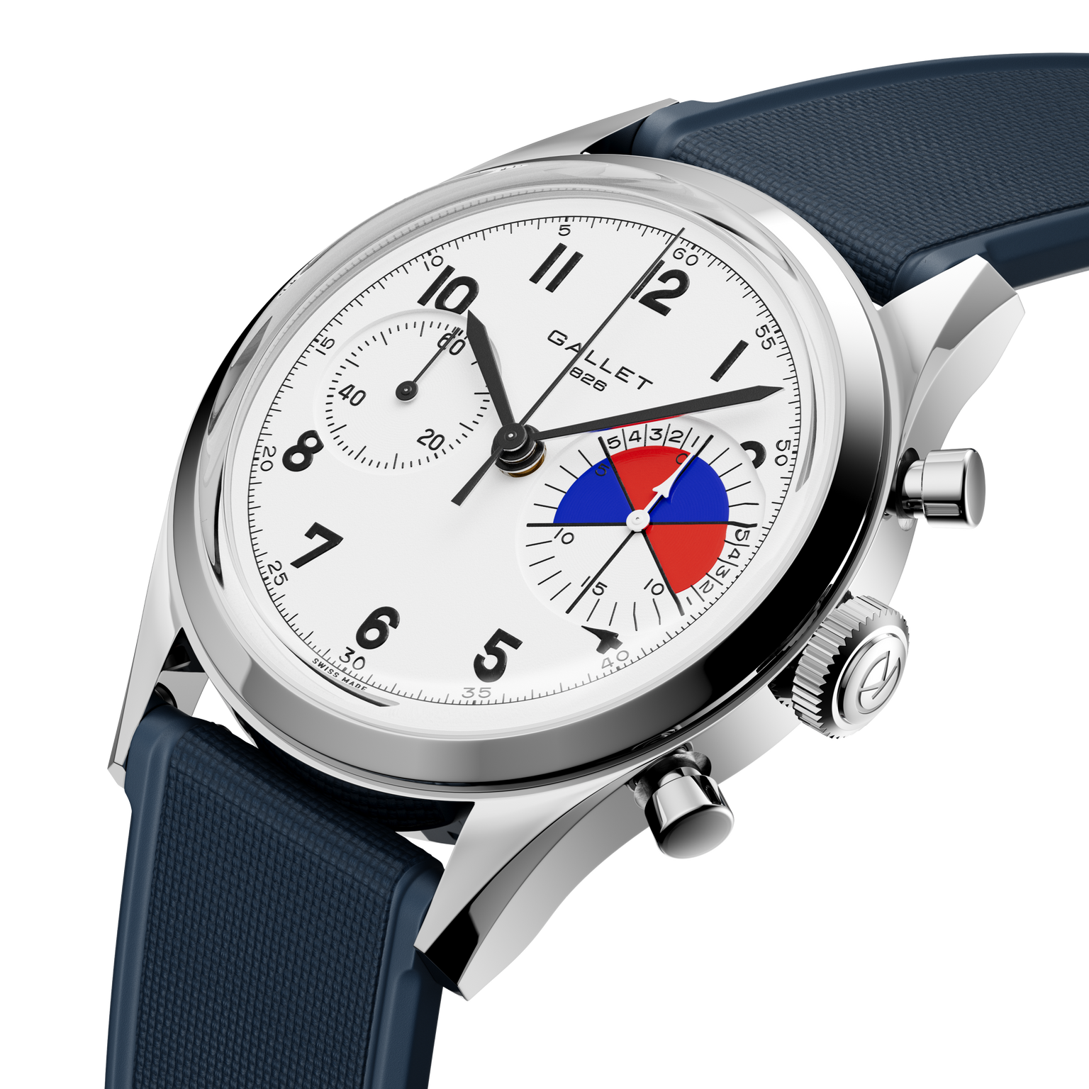 Tribute Yachting | 38mm, Steel Case, Blue Rubber Strap
