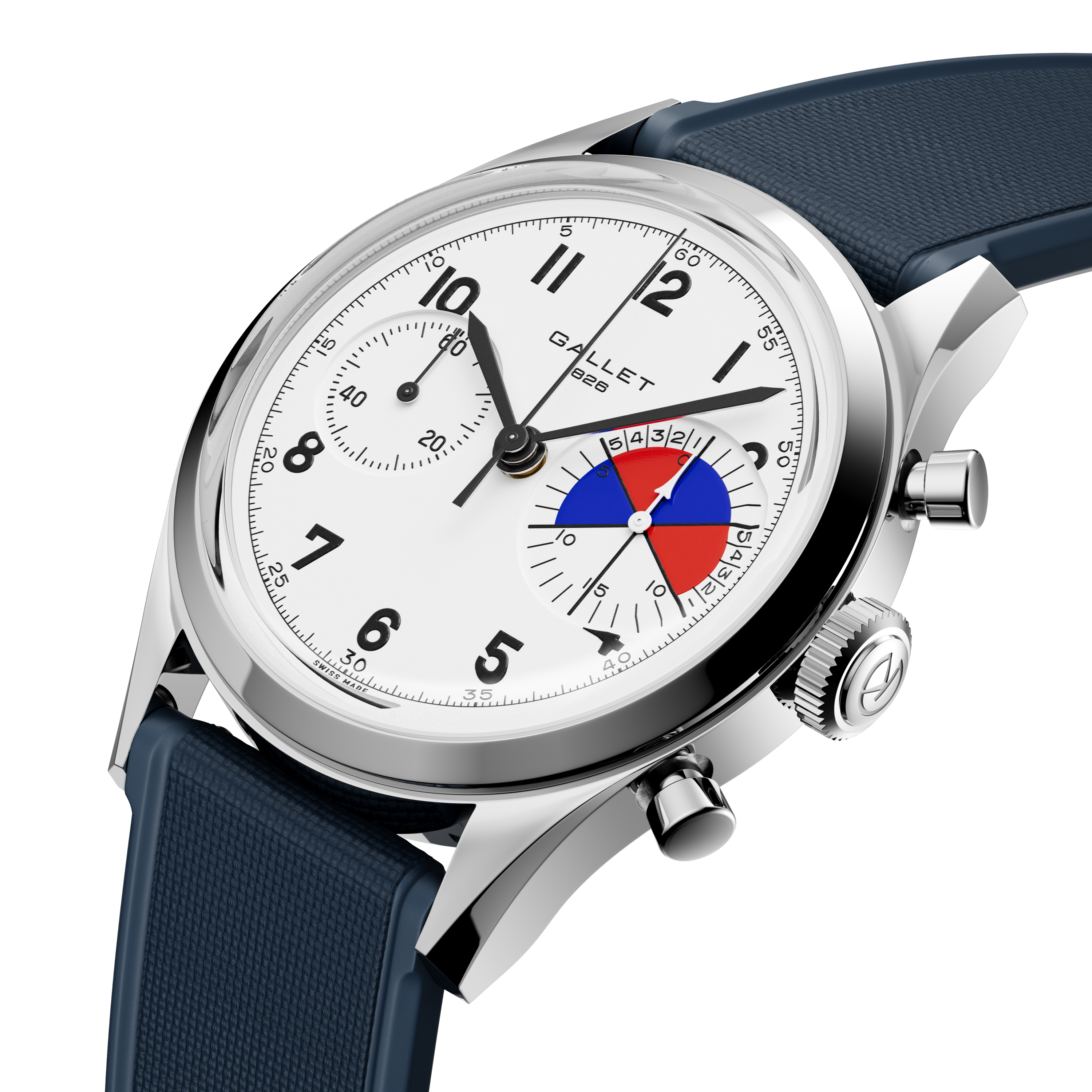 Tribute Yachting | 38mm, Steel Case, Blue Rubber Strap