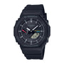 Black G-Shock analog-digital watch with solar power, Bluetooth connectivity, and black resin band.