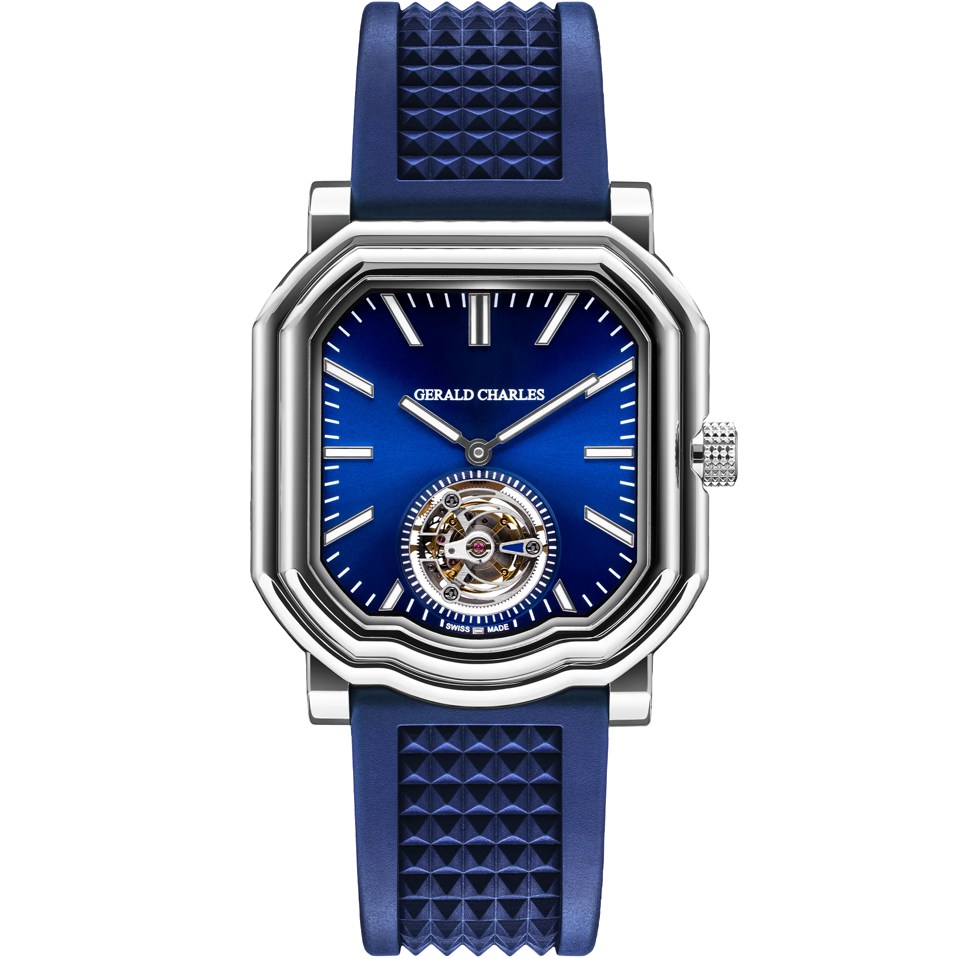 Gerald Charles 9.0 Tourbillon watch with blue dial and blue rubber bracelet
