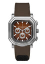 Watch with brown strap and brown dial on a white background