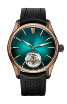 Pioneer Tourbillon | 43mm, Titanium & 18K Rose Gold, Rubber, Blue Dial