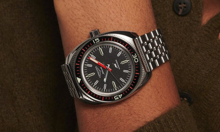 Longines Heritage watch with a charcoal dial and steel bracelet