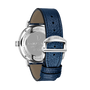 IWC Schaffhausen Portofino Automatic Pointer Date Laureus watch with an engraved case back and a navy leather strap