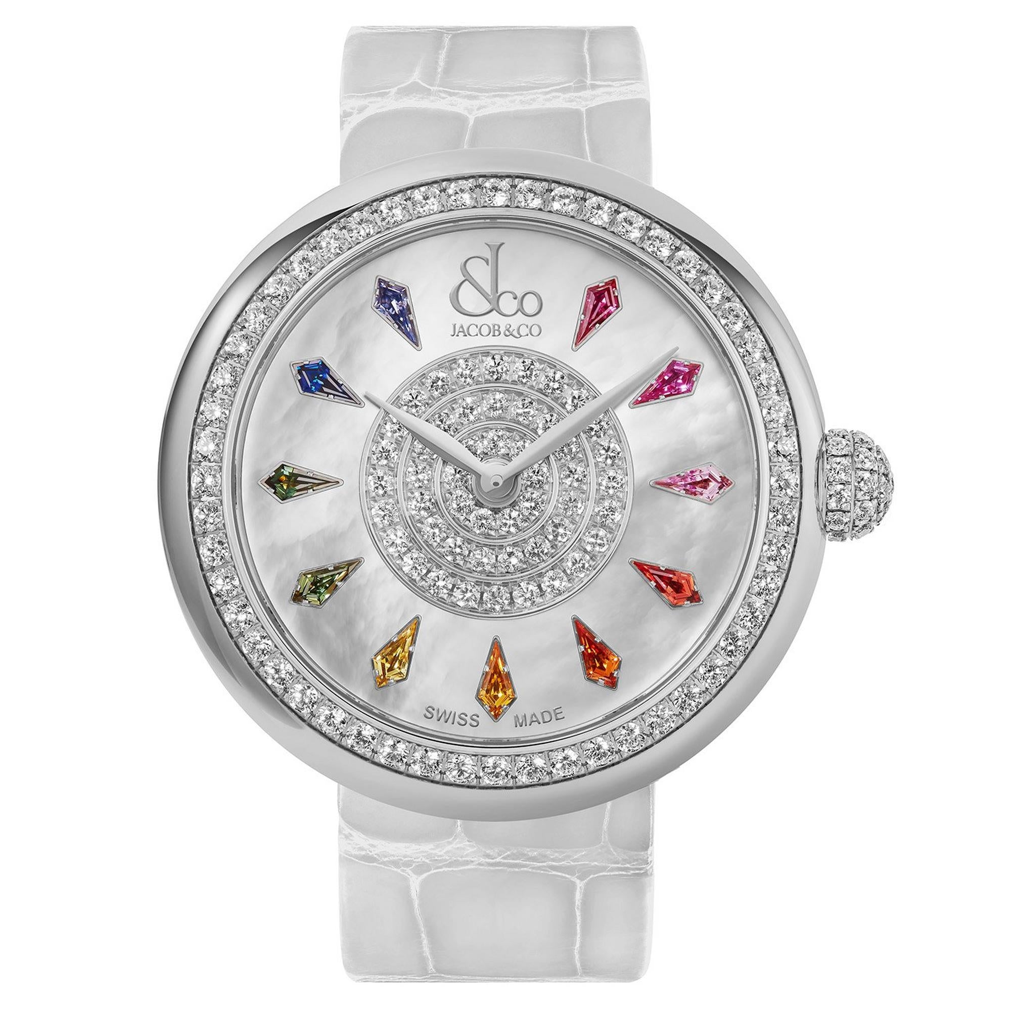 Limited Edition Brilliant Multi Colored Sapphire Diamond | 38mm, Stainless Steel, Womens Watch