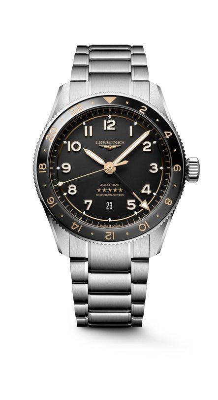 Spirit Zulu Time watch with black crown and black dial 