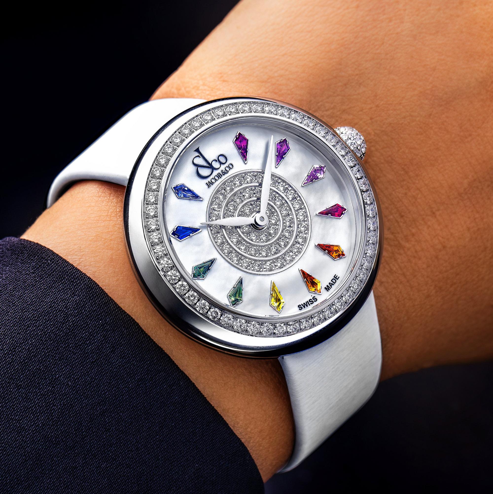 Limited Edition Brilliant Multi Colored Sapphire Diamond | 38mm, Stainless Steel, Womens Watch