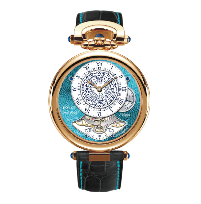 Orbis Mundi | 42mm, White Lacquered Dial, Turquoise Guilloche Sub-Dial, Red Gold