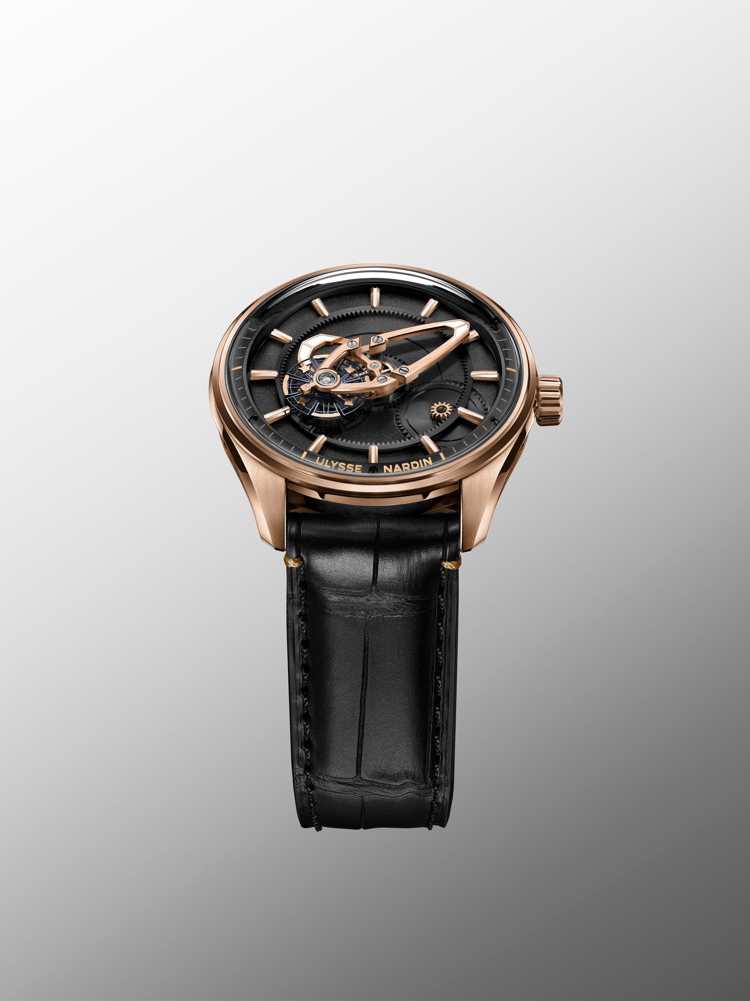 Freak X Gold | 41mm, Rose Gold, Black Alligator Leather, Mens Watch