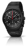 Porsche Design Chronograph 1 All Black Numbered Edition with tachymeter bezel, black dial, and red second hand.