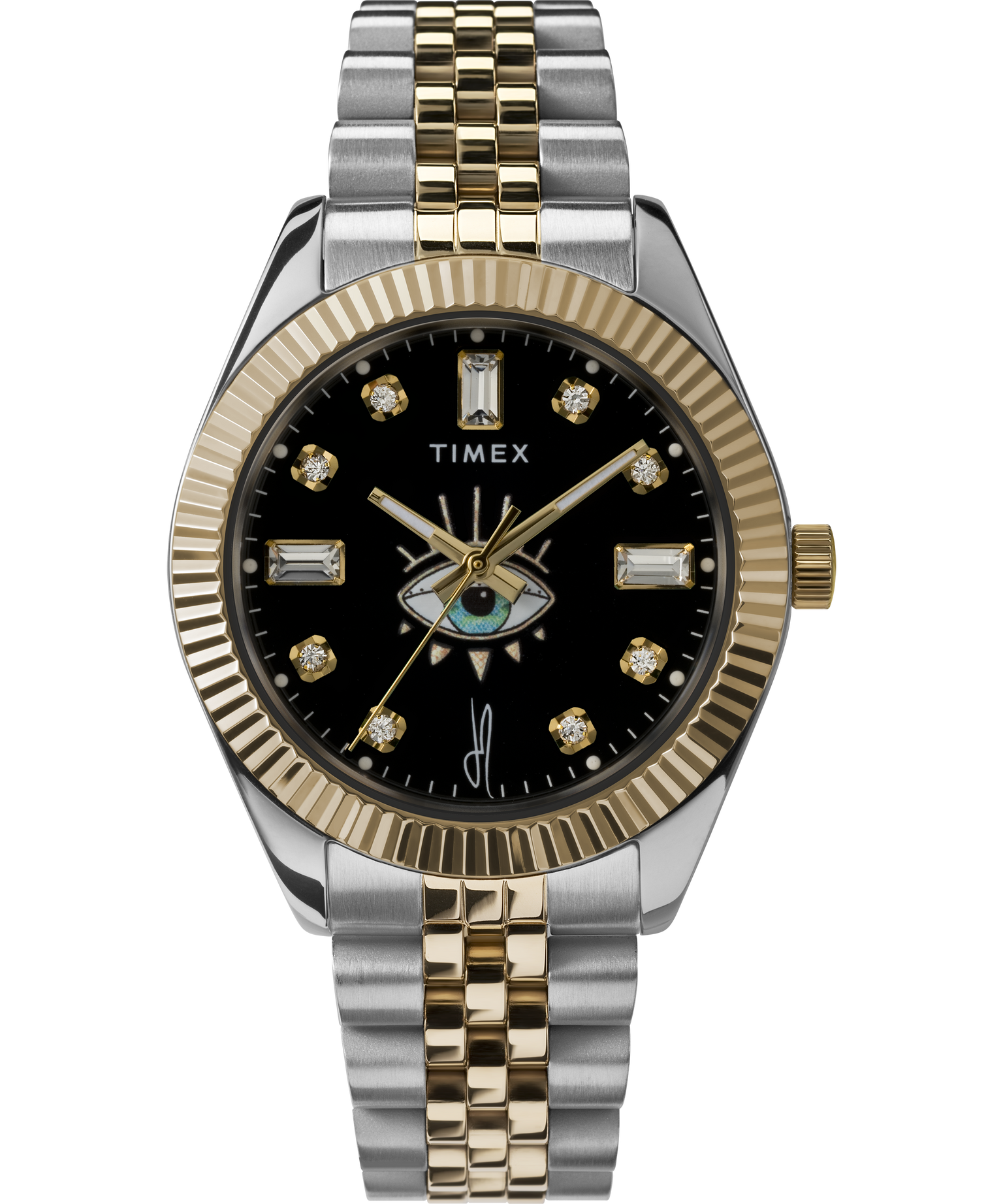 Timex Legacy x Jacquie Aiche Black Sunray Dial with Tribe Eye 36mm Stainless Steel Bracelet Watch