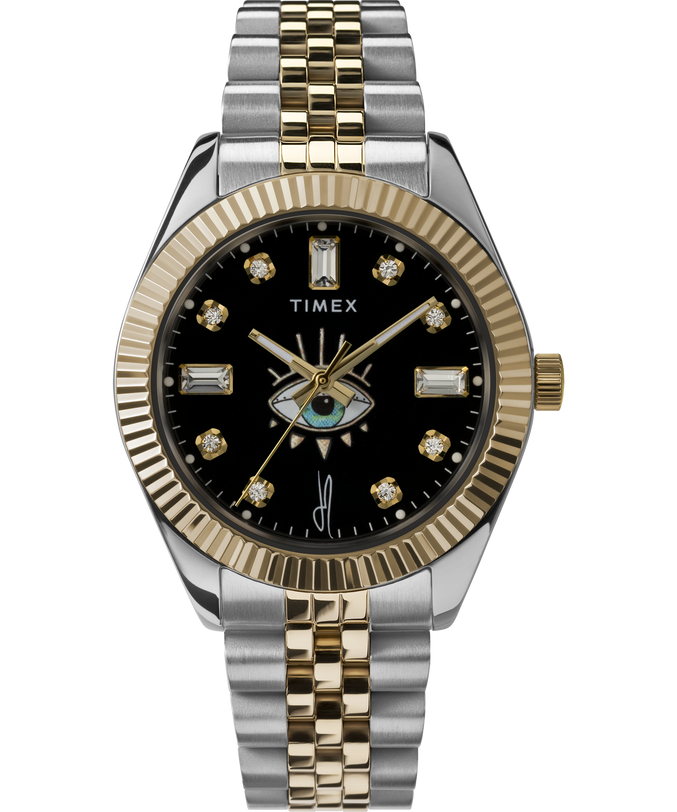Timex Legacy x Jacquie Aiche Black Sunray Dial with Tribe Eye 36mm Stainless Steel Bracelet Watch