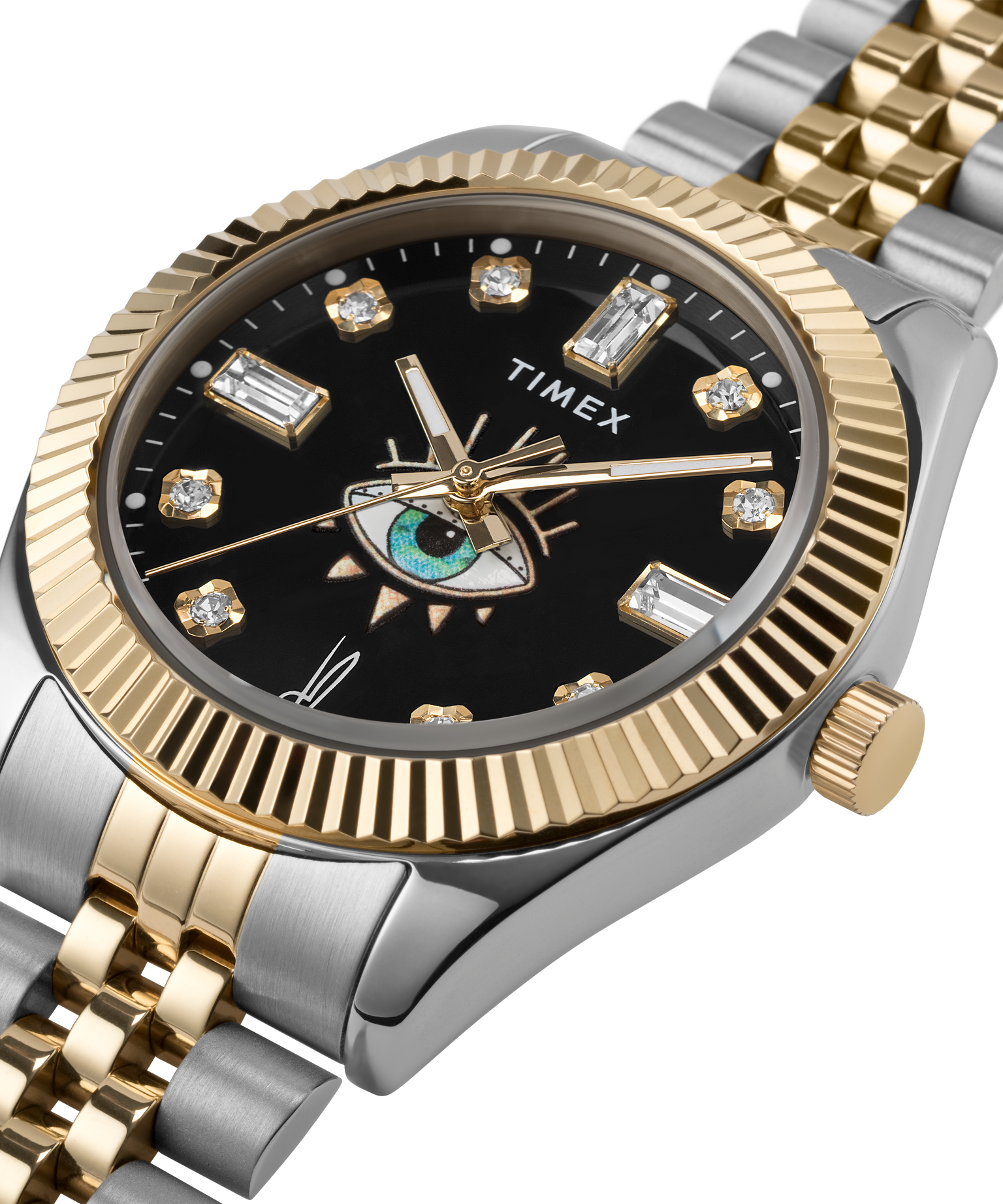 Timex Legacy x Jacquie Aiche Black Sunray Dial with Tribe Eye 36mm Stainless Steel Bracelet Watch