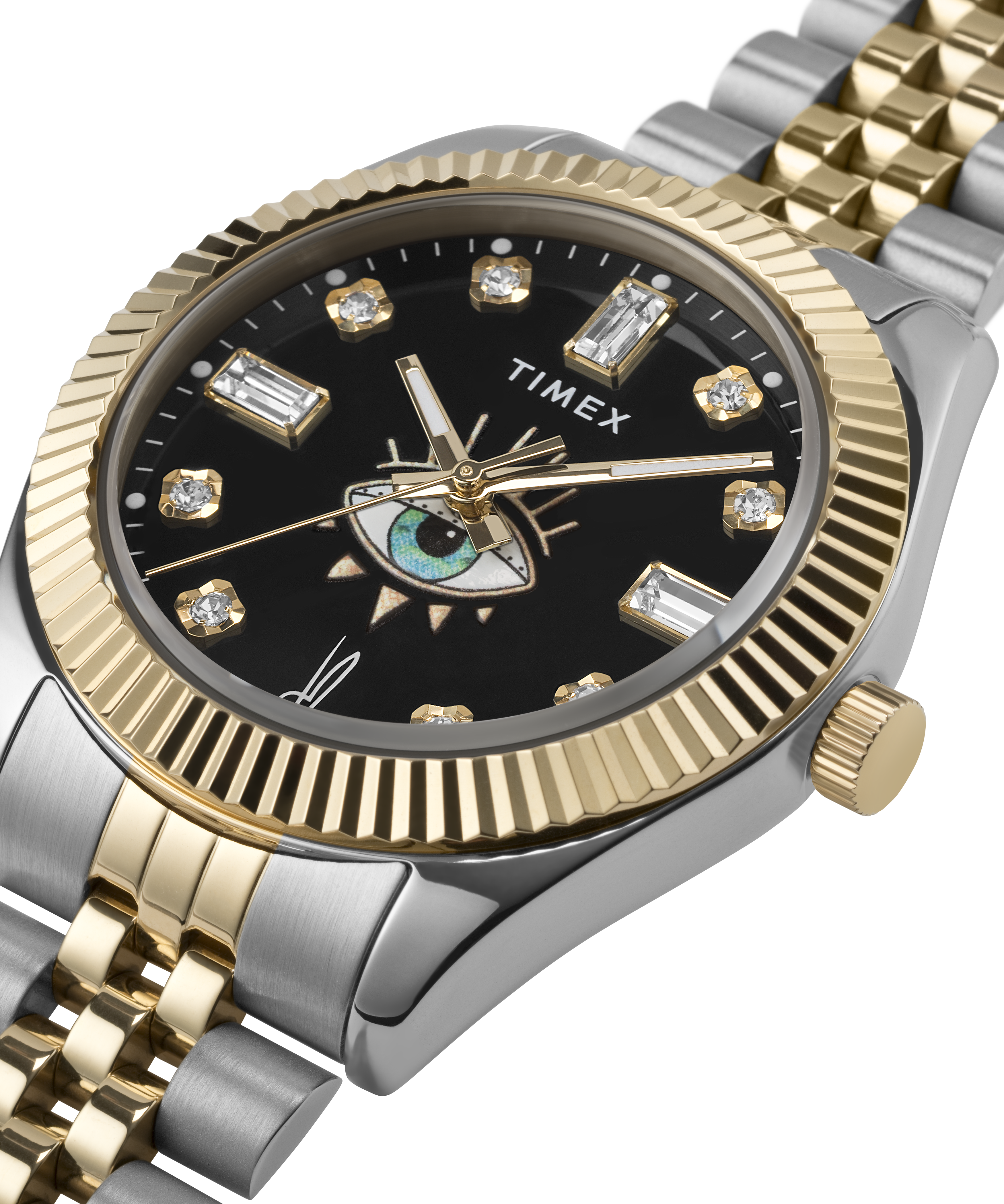 Timex Legacy x Jacquie Aiche Black Sunray Dial with Tribe Eye 36mm Stainless Steel Bracelet Watch