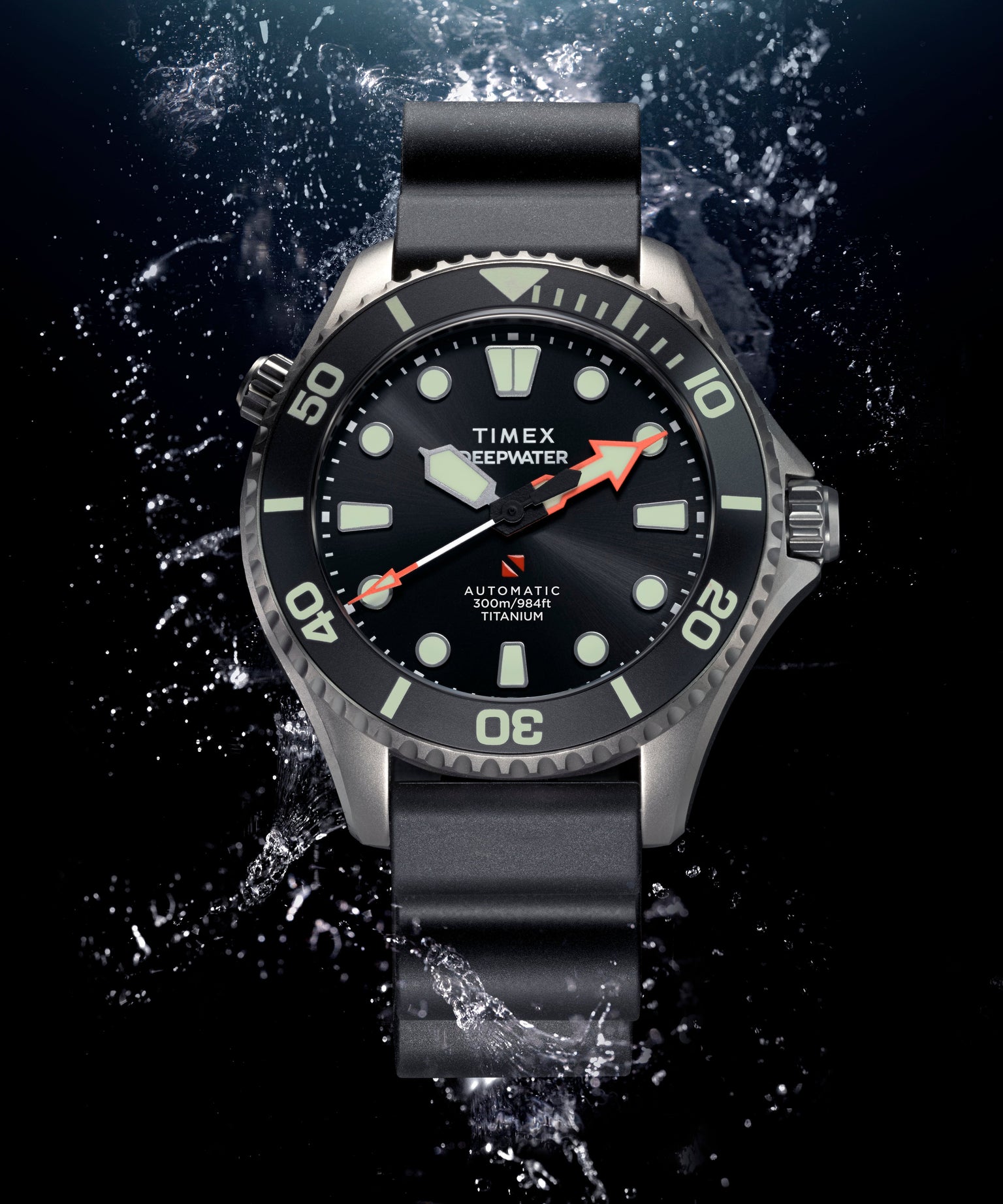 Deepwater Meridian 300 Titanium HEV Automatic 44mm HNBR Synthetic Rubber Strap Watch
