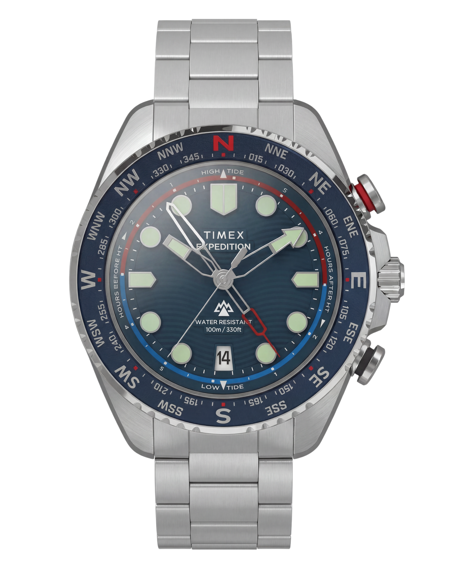 Expedition® Tide Compass IQ 43mm Stainless Steel Bracelet Watch