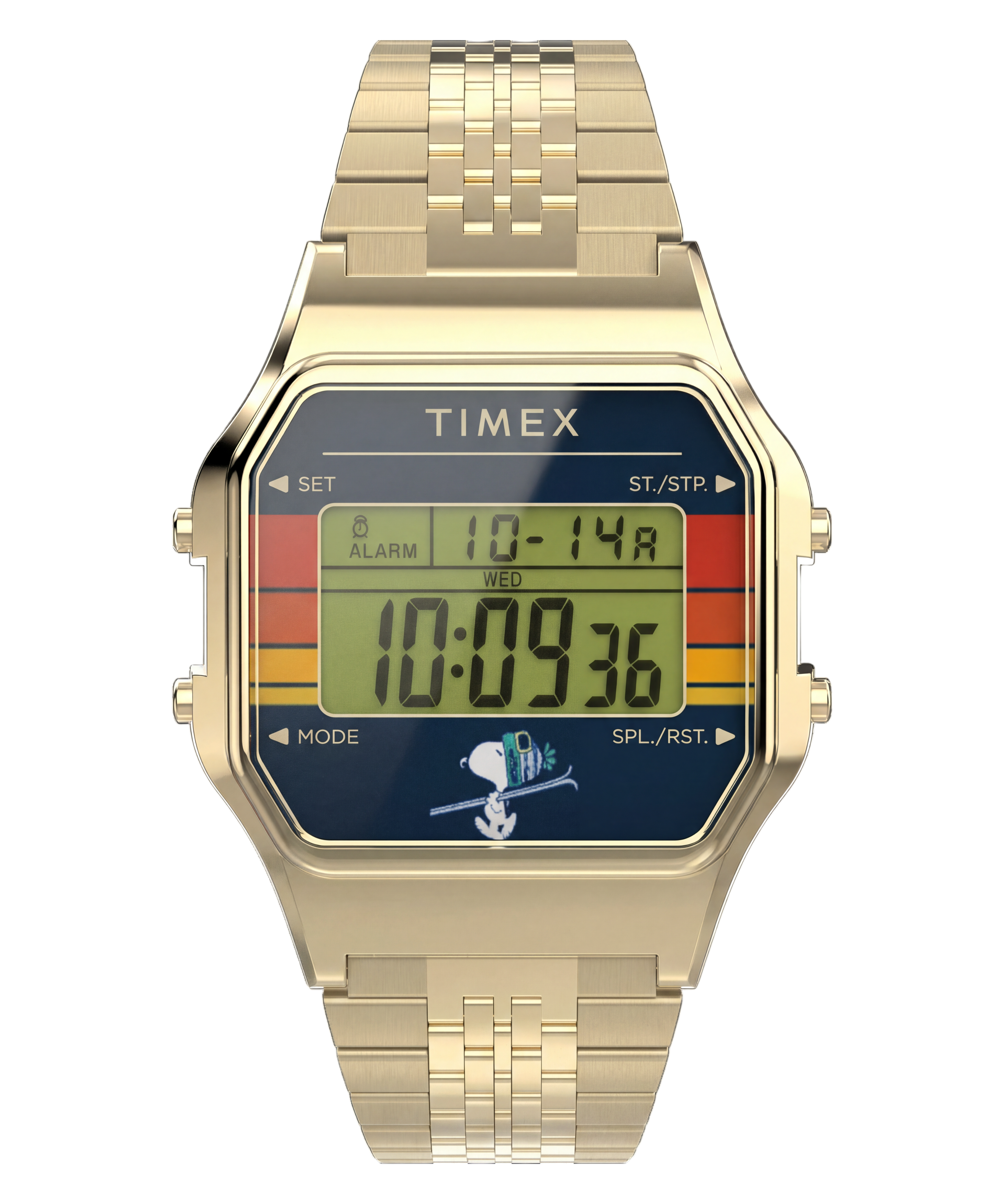 Peanuts® x Timex T80 Snoopy Ski 34.5mm Stainless Steel Bracelet Watch