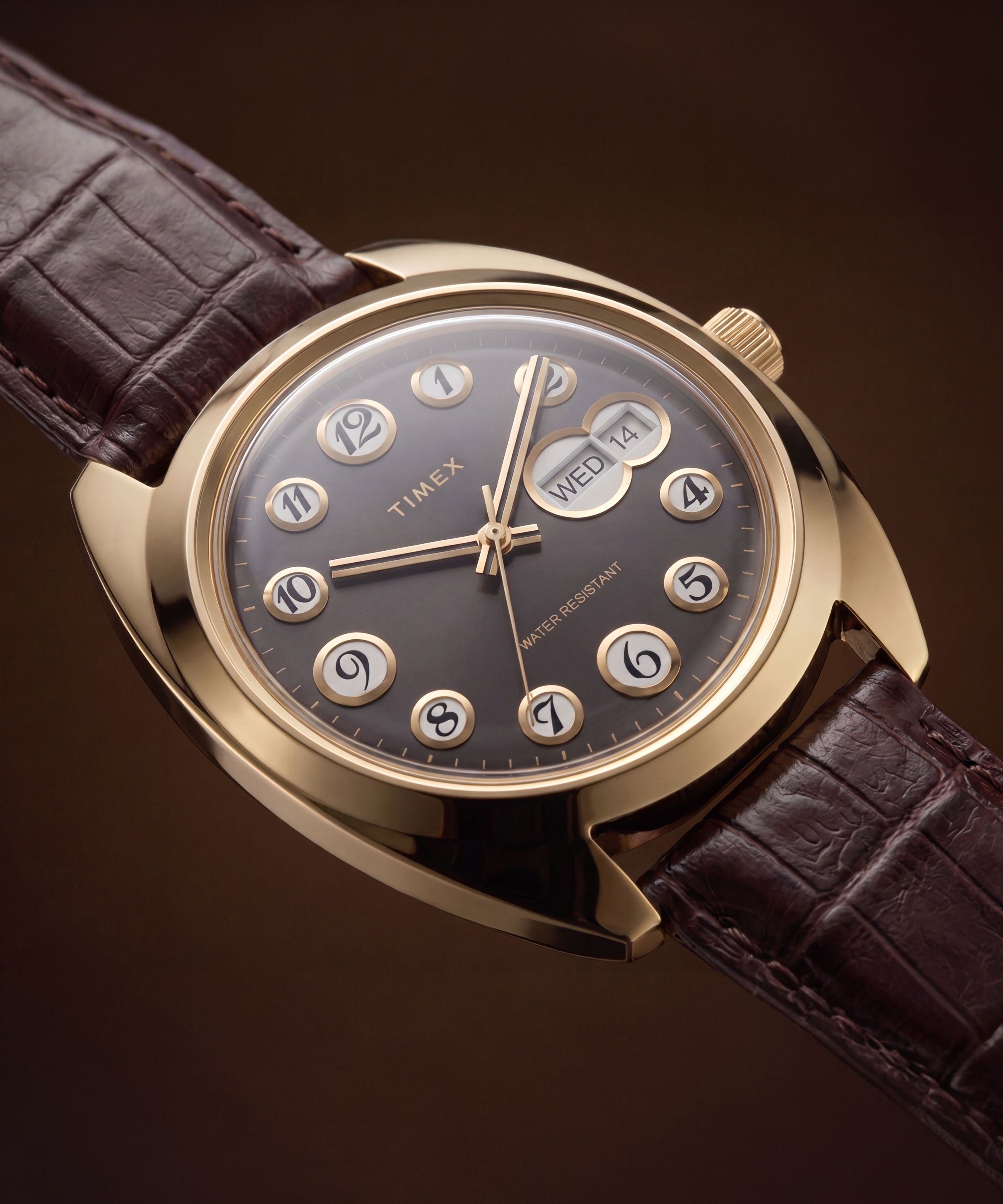 Timex® 1976 Rotary Phone Dial Reissue 37mm Leather Strap Watch