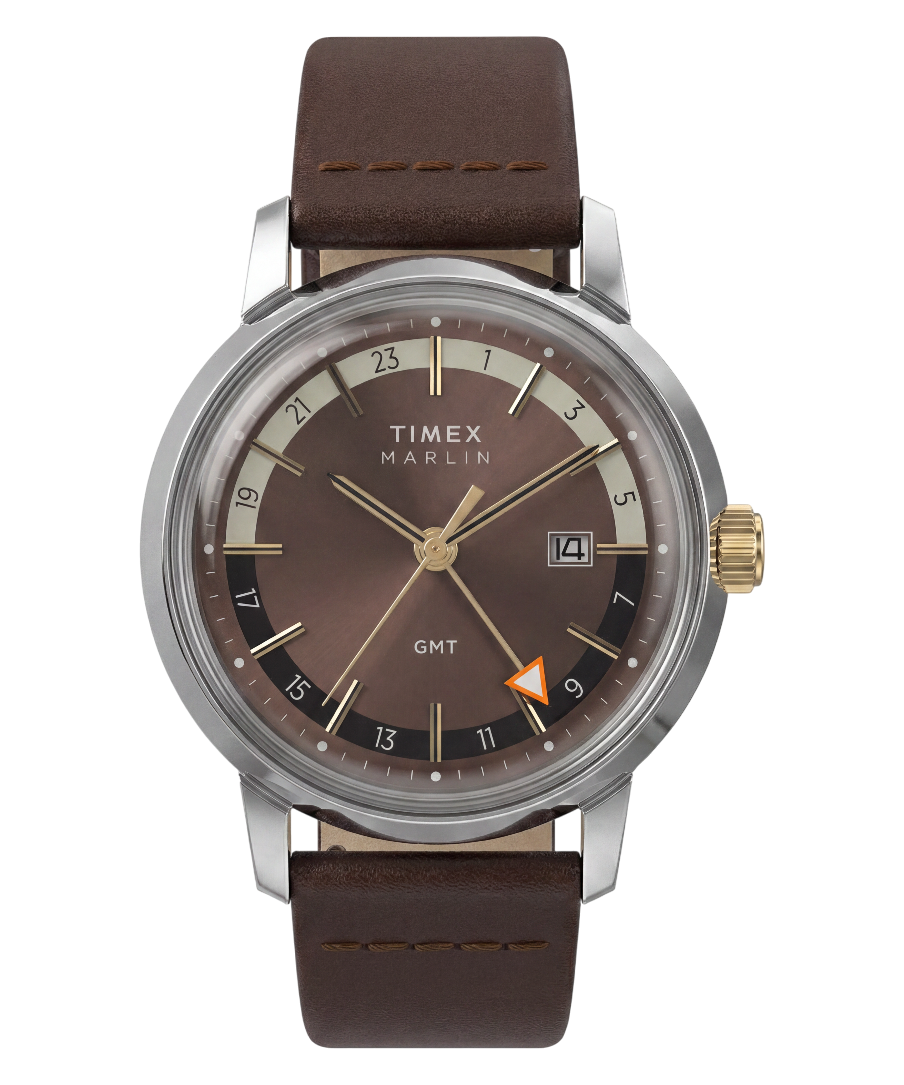 Marlin® GMT 40mm Leather Strap Watch