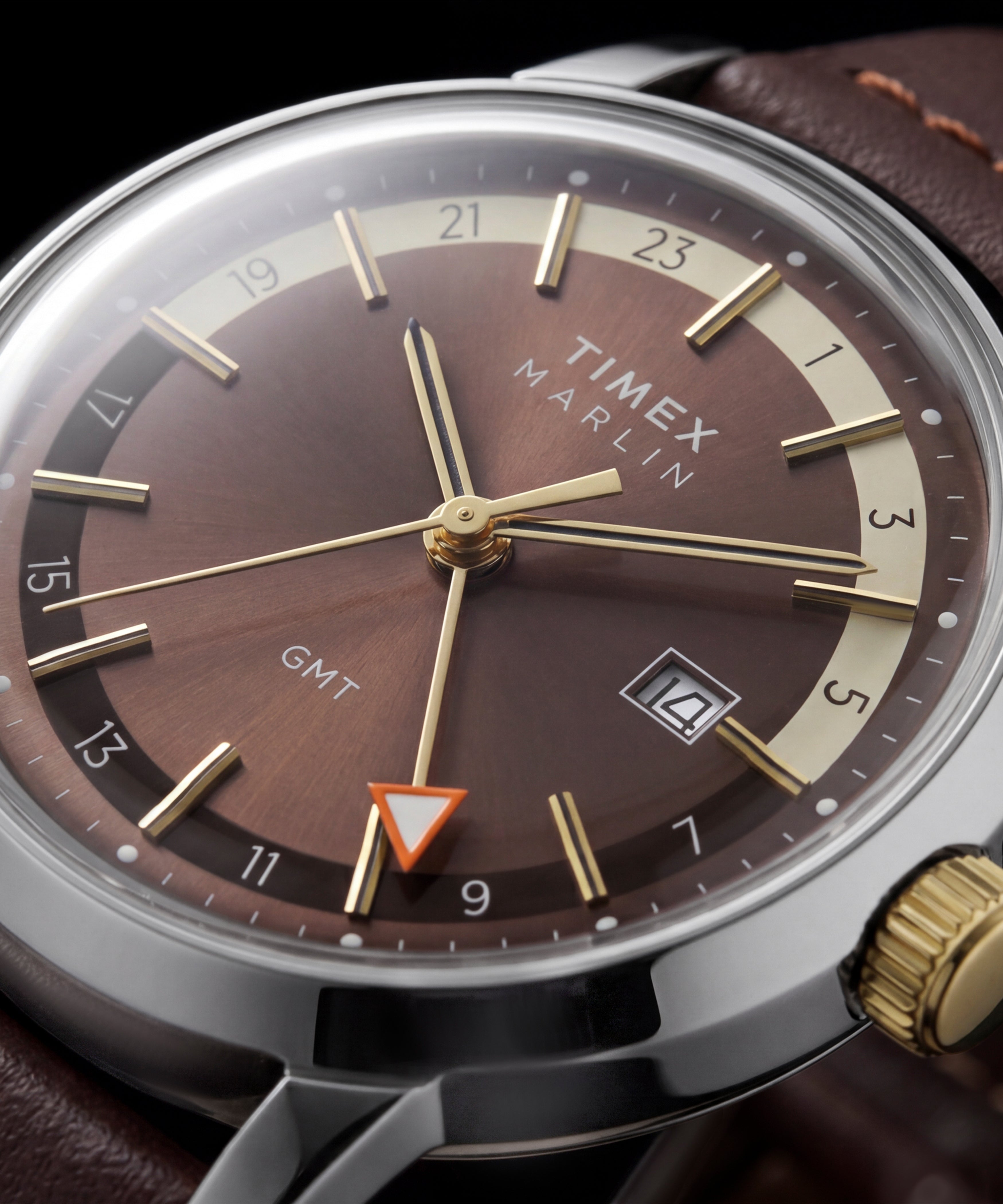 Marlin® GMT 40mm Leather Strap Watch
