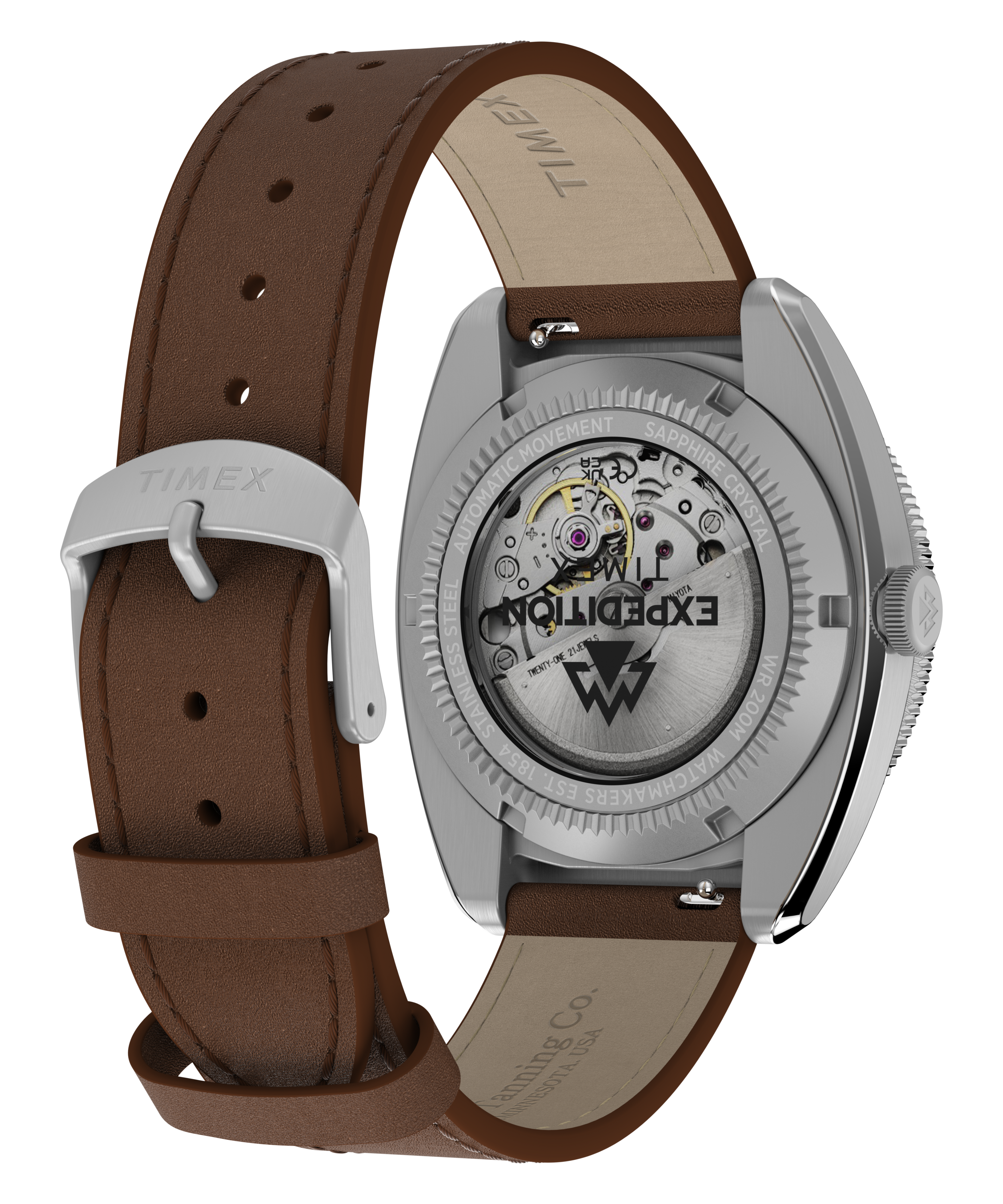 Expedition® Pioneer Automatic 41mm Leather Strap Watch