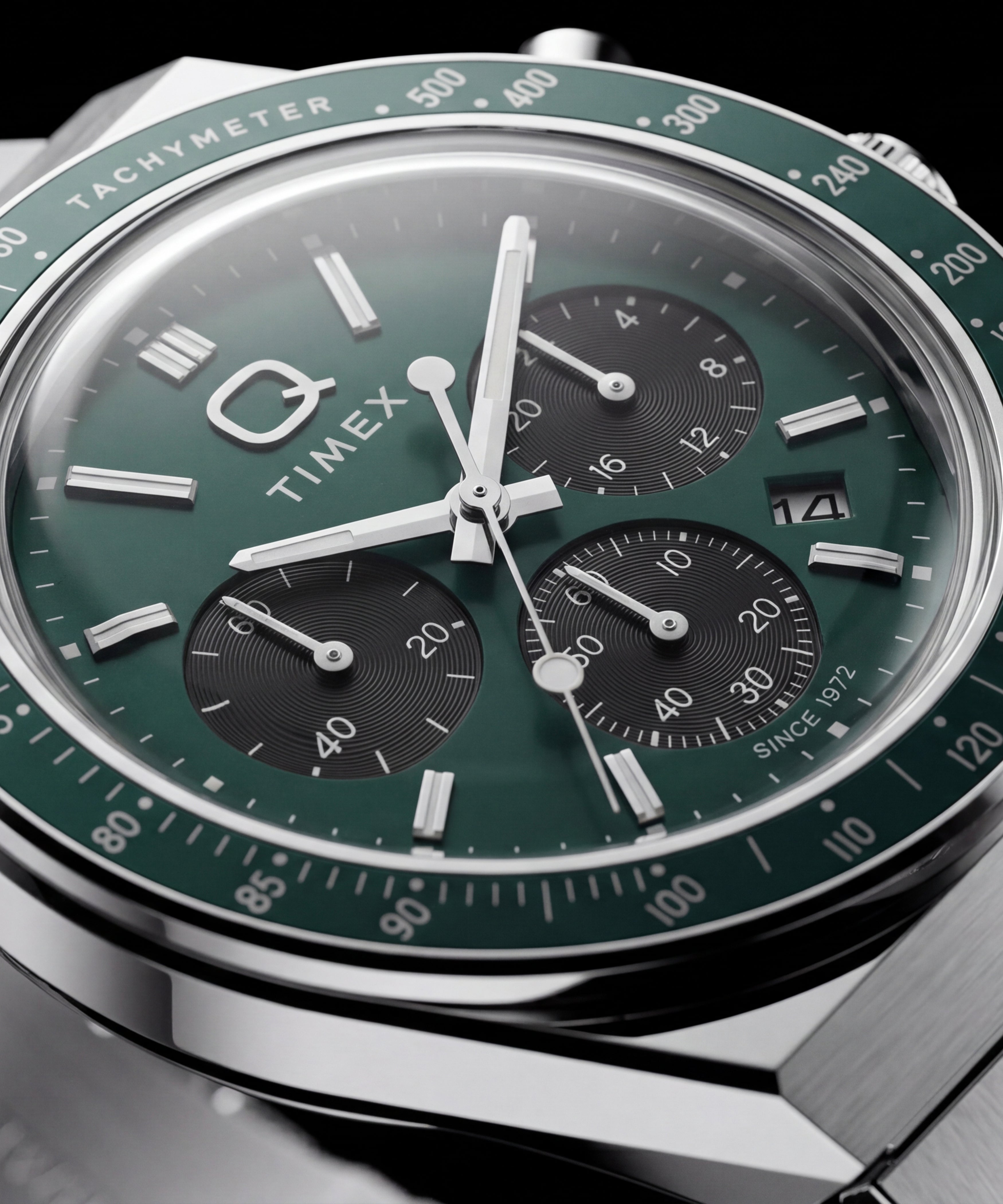 Q Timex Chronograph 40mm Stainless Steel Bracelet Watch