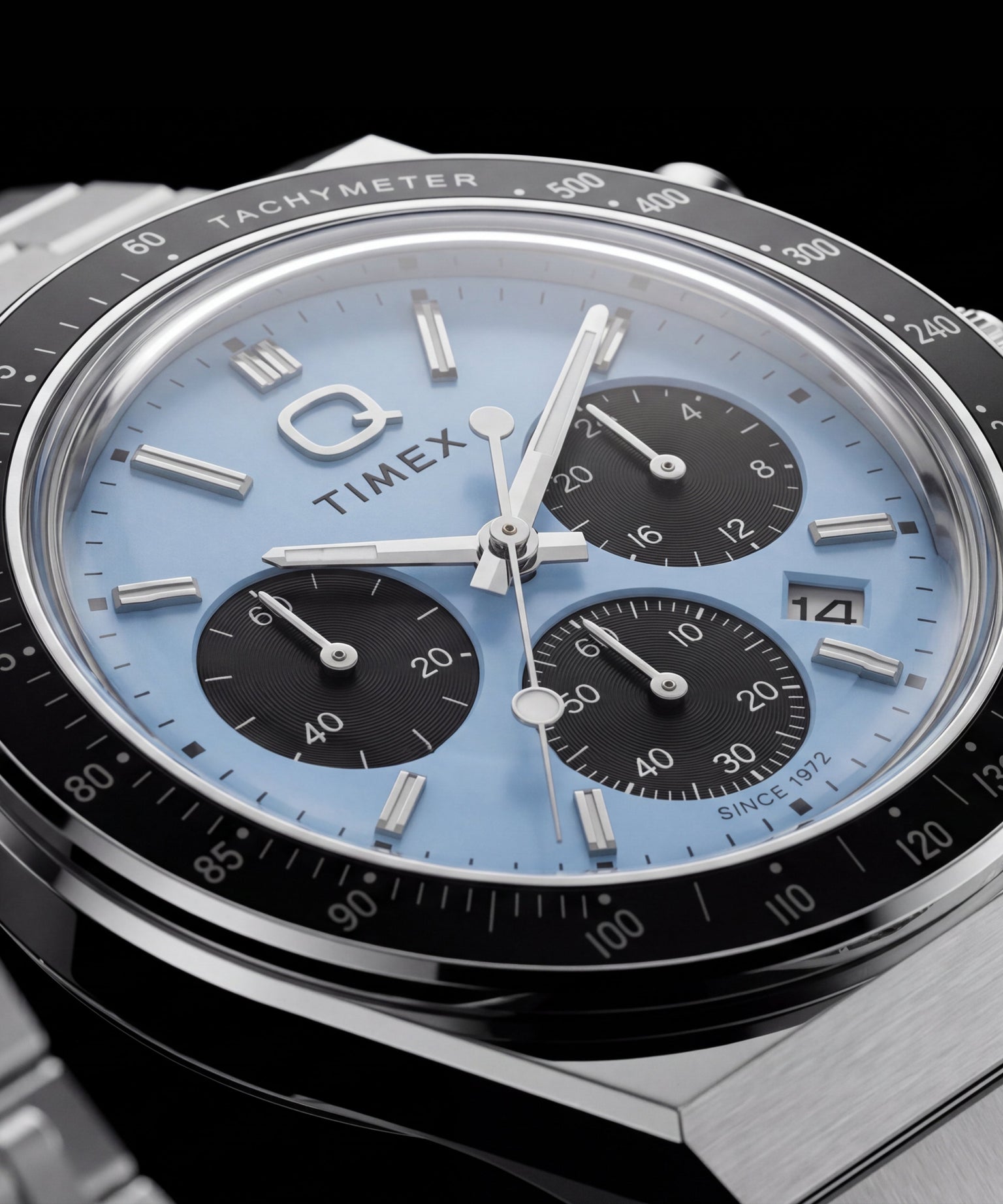 Q Timex Chronograph 40mm Stainless Steel Bracelet Watch