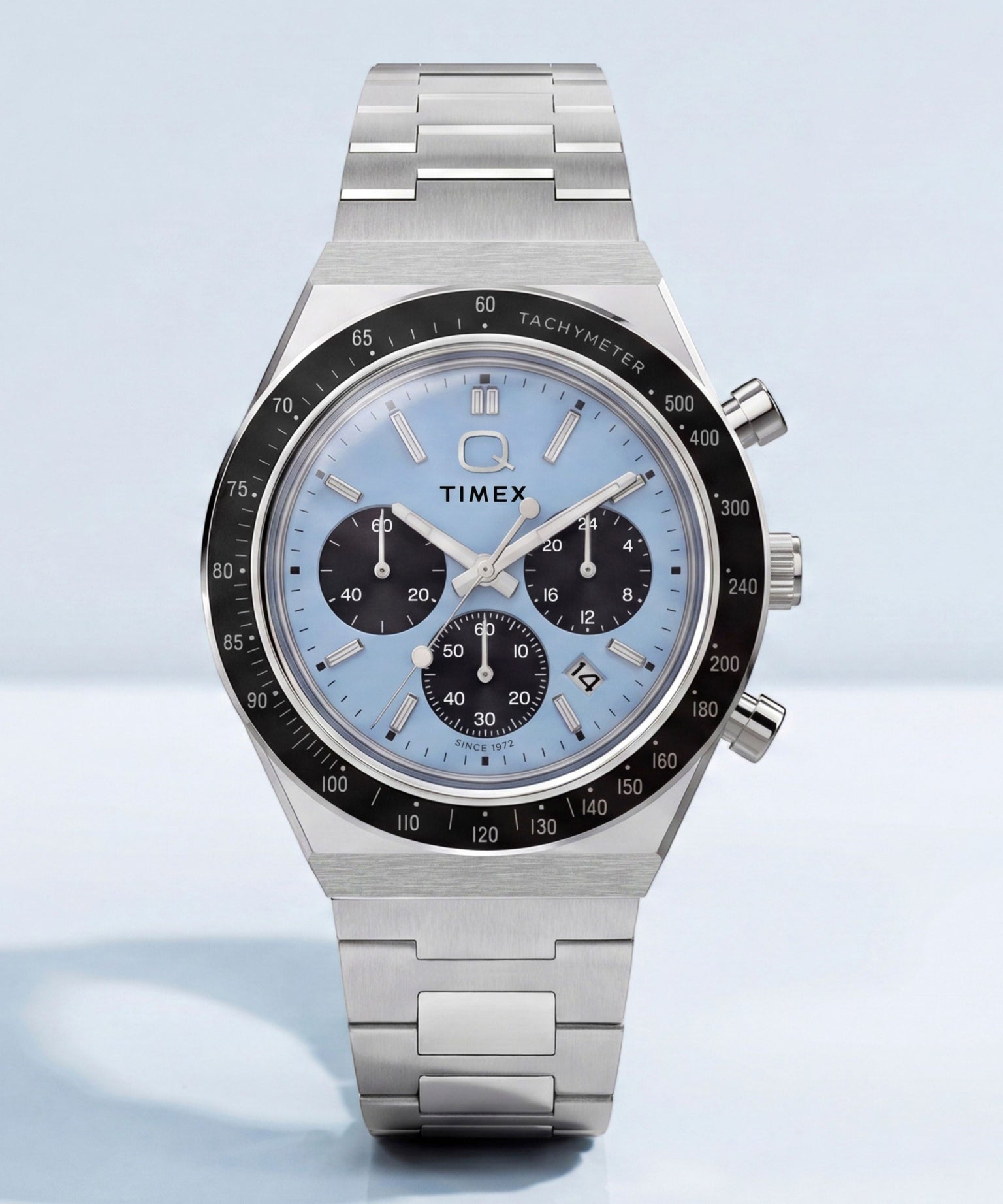 Q Timex Chronograph 40mm Stainless Steel Bracelet Watch
