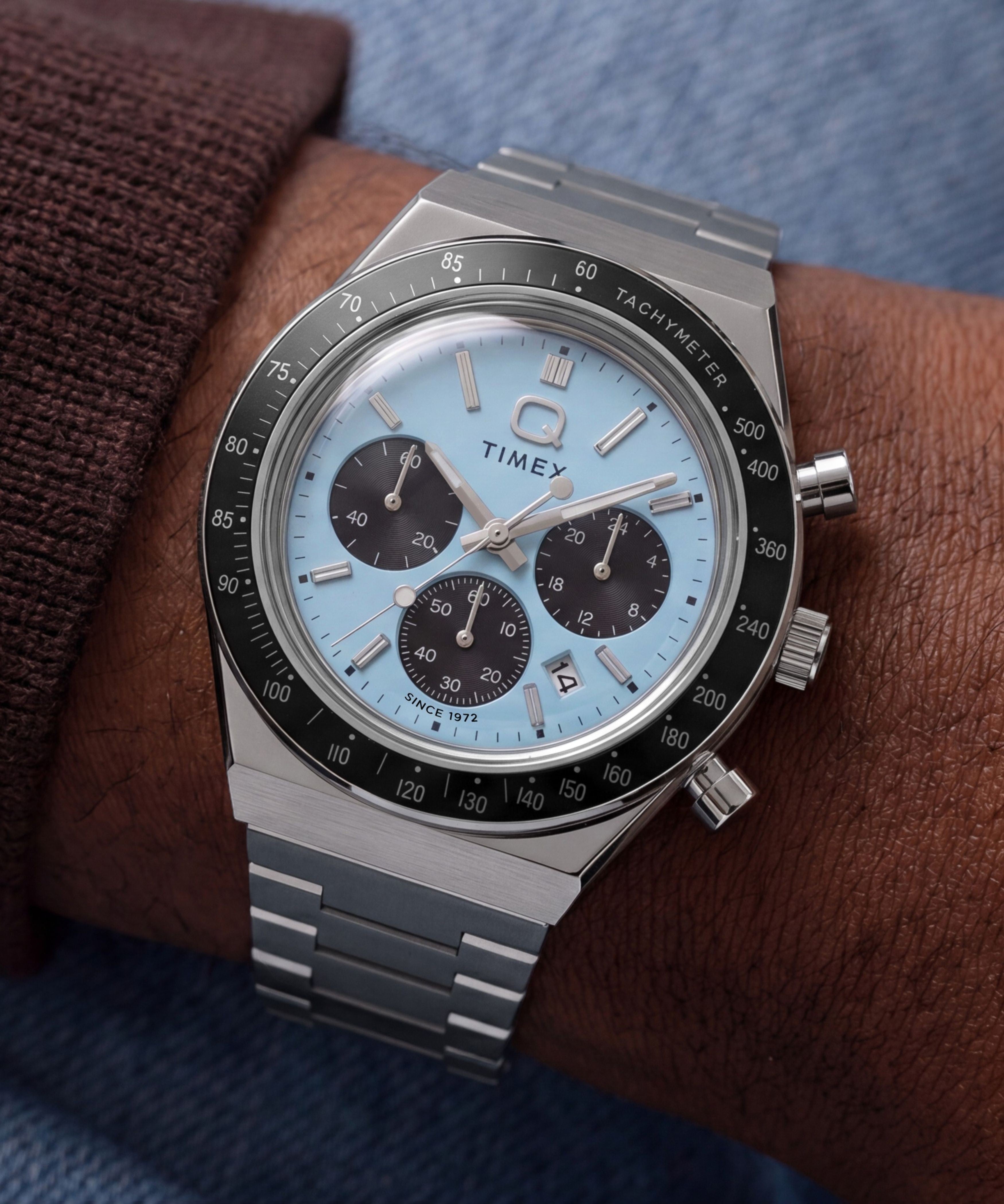 Q Timex Chronograph 40mm Stainless Steel Bracelet Watch