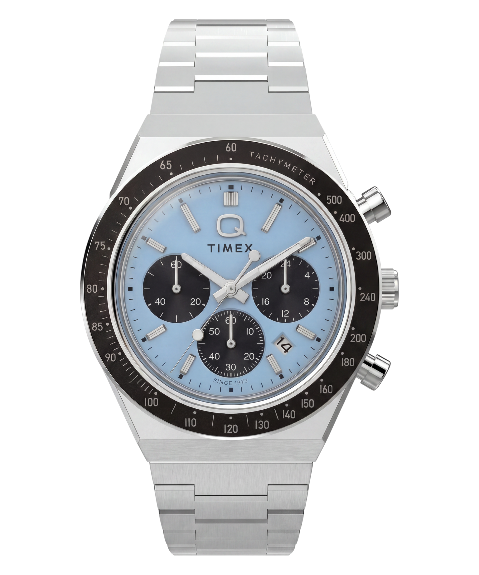 Q Timex Chronograph 40mm Stainless Steel Bracelet Watch