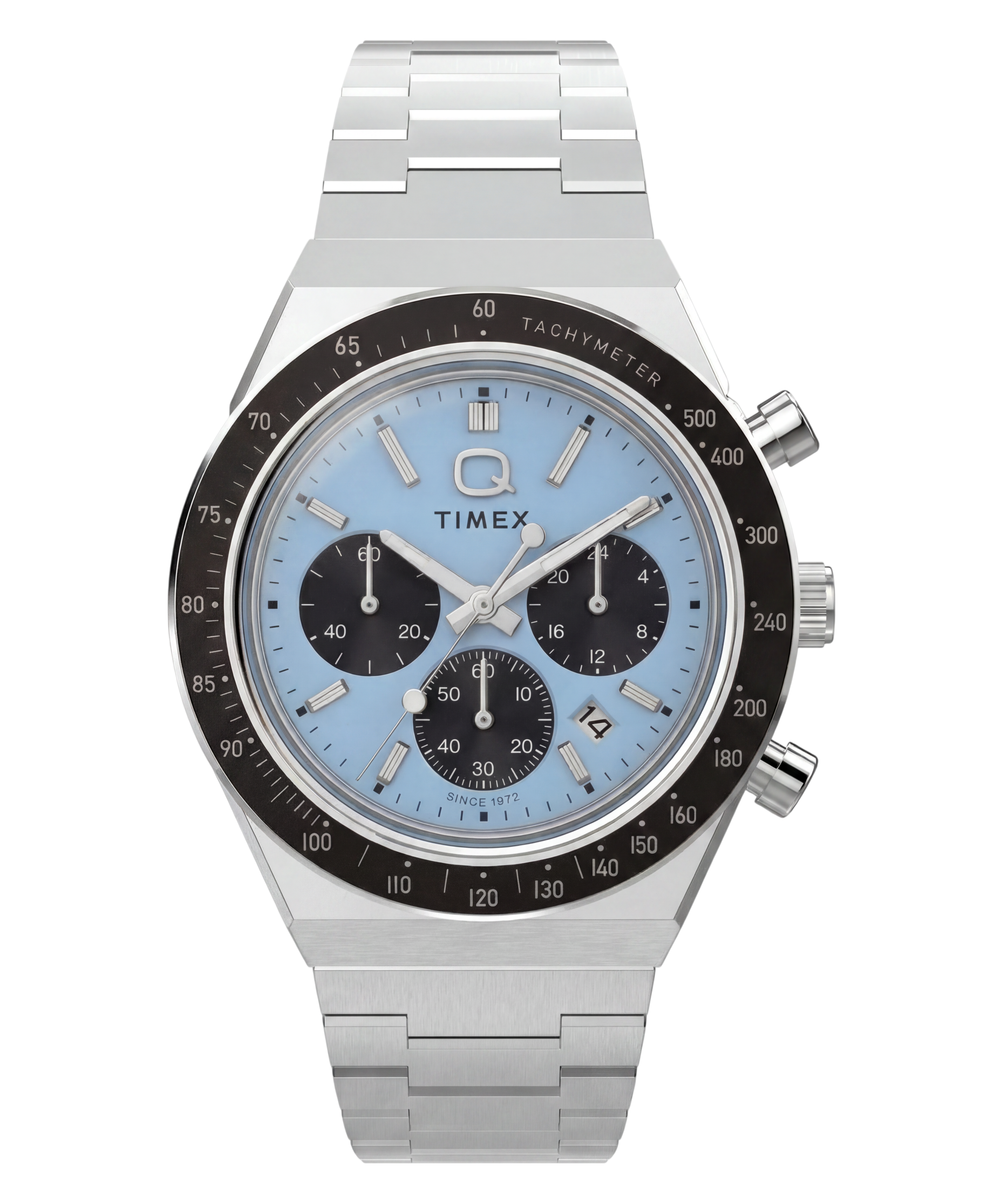 Q Timex Chronograph 40mm Stainless Steel Bracelet Watch