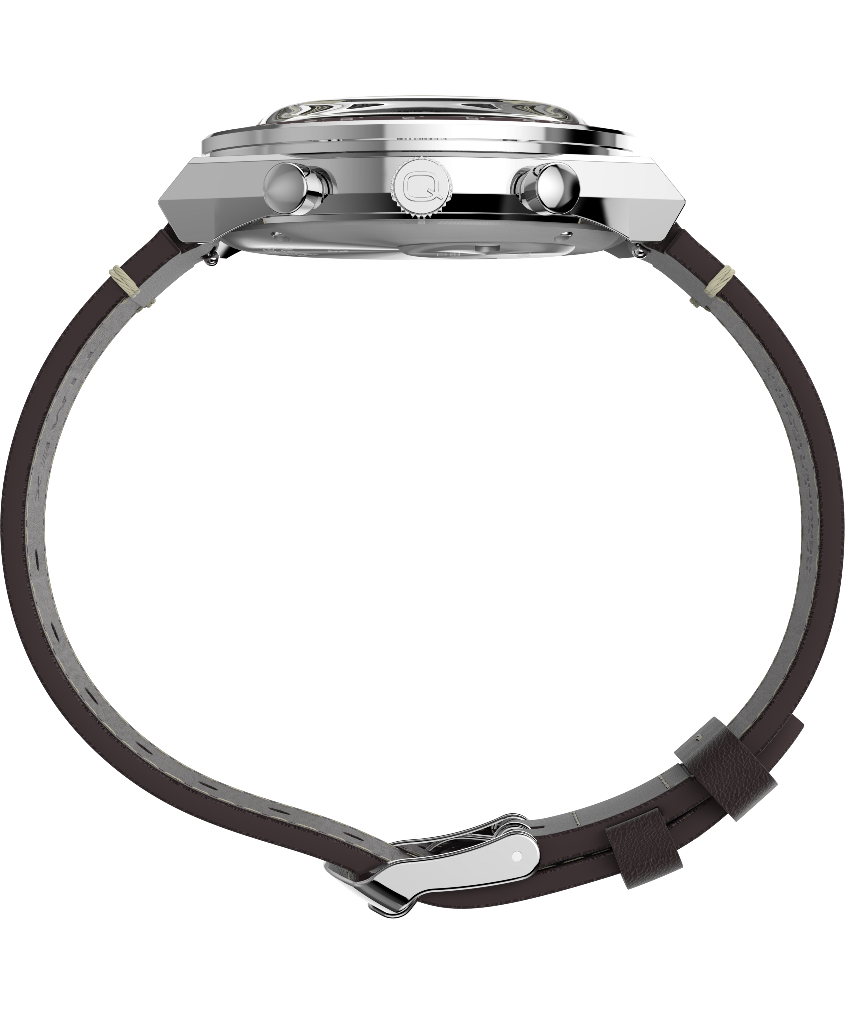 Q Timex Chronograph 40mm Leather Strap Watch