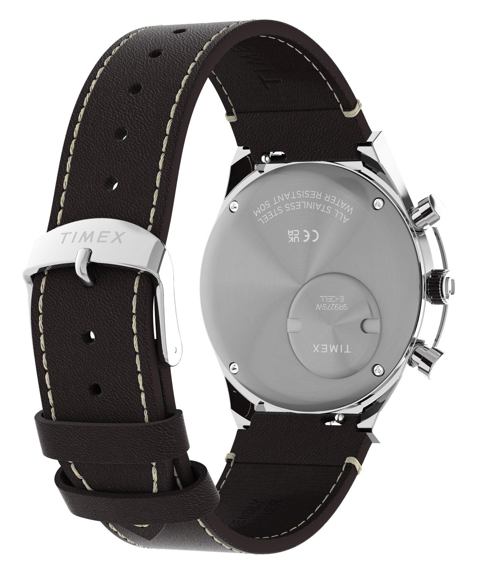 Q Timex Chronograph 40mm Leather Strap Watch