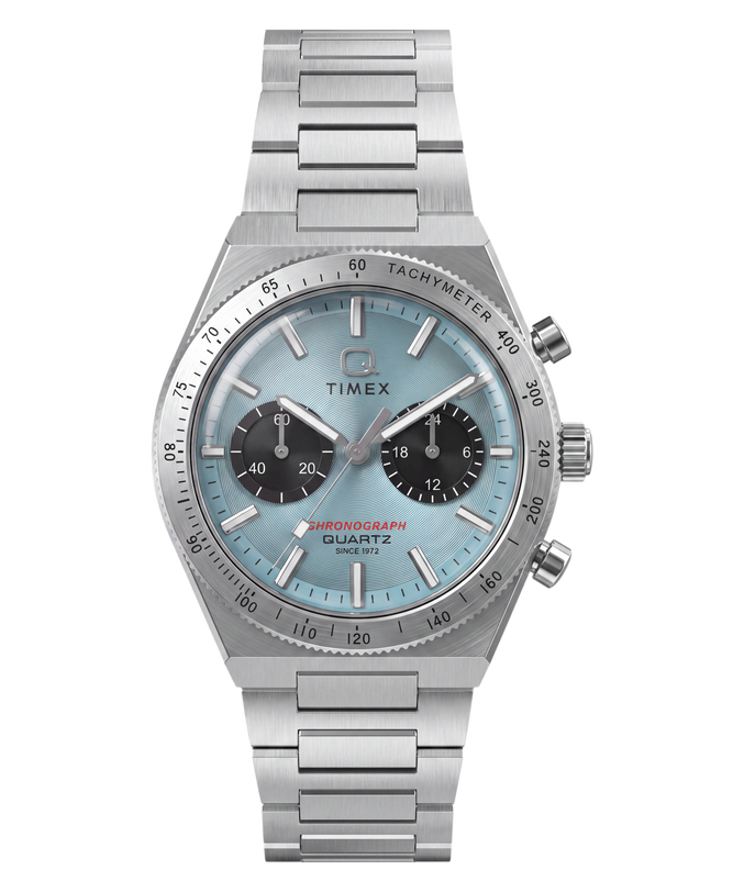 Q Timex Continental Chronograph | 36mm, Steel, Blue Dial