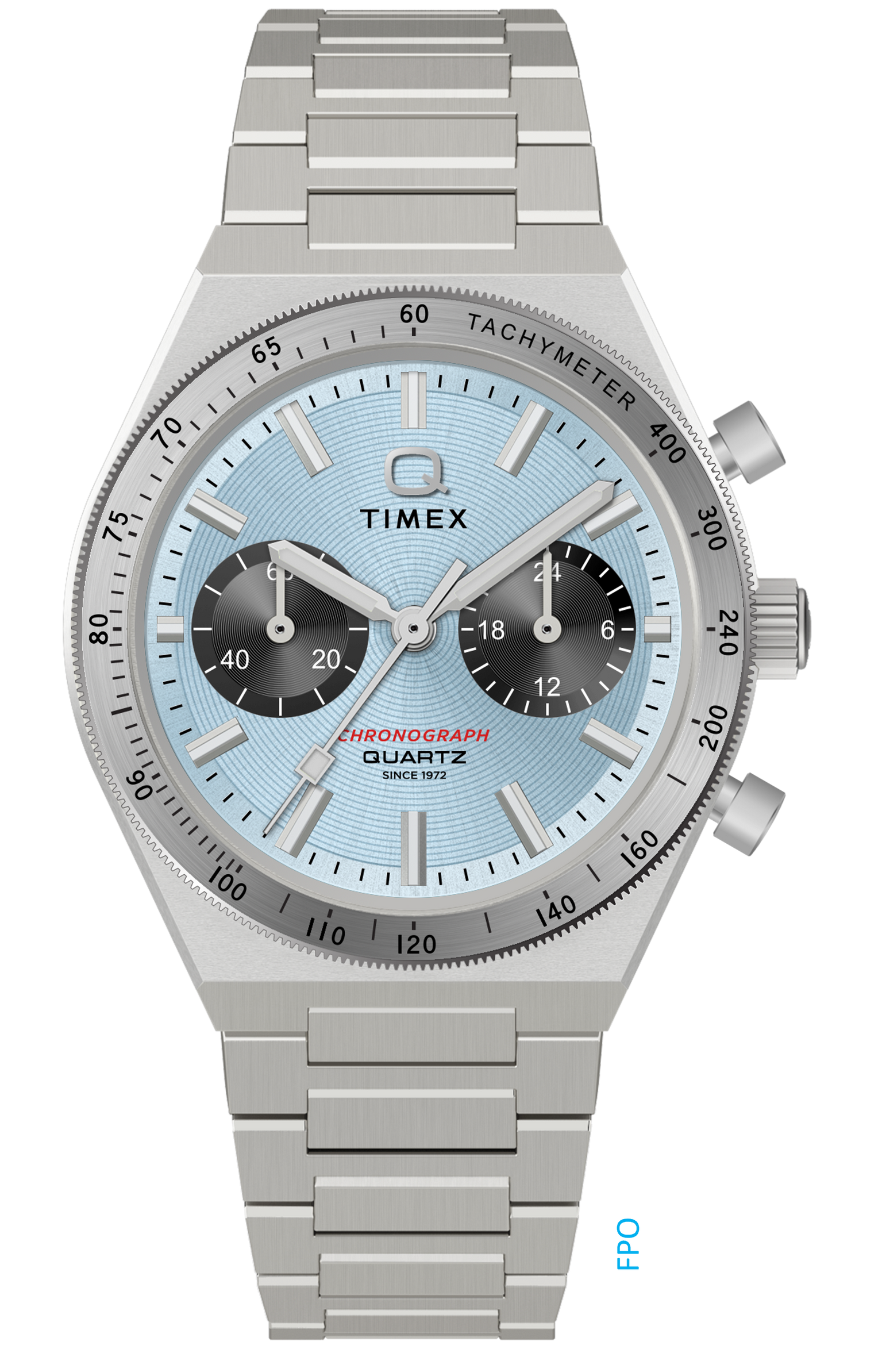 Q Timex Continental Chronograph 36mm Stainless Steel Bracelet Watch