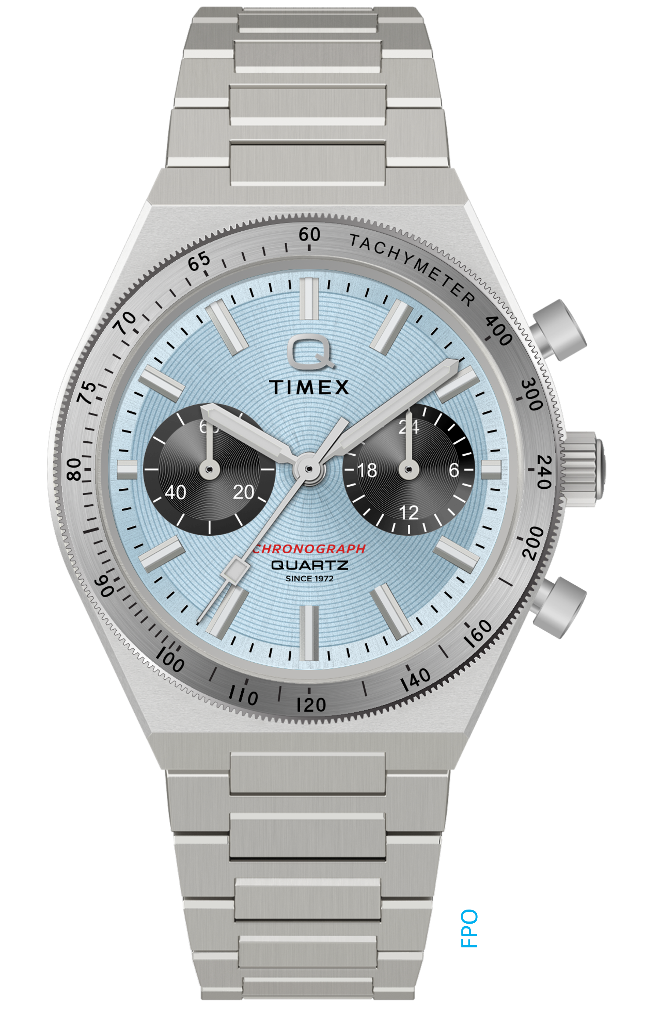 Q Timex Continental Chronograph 36mm Stainless Steel Bracelet Watch